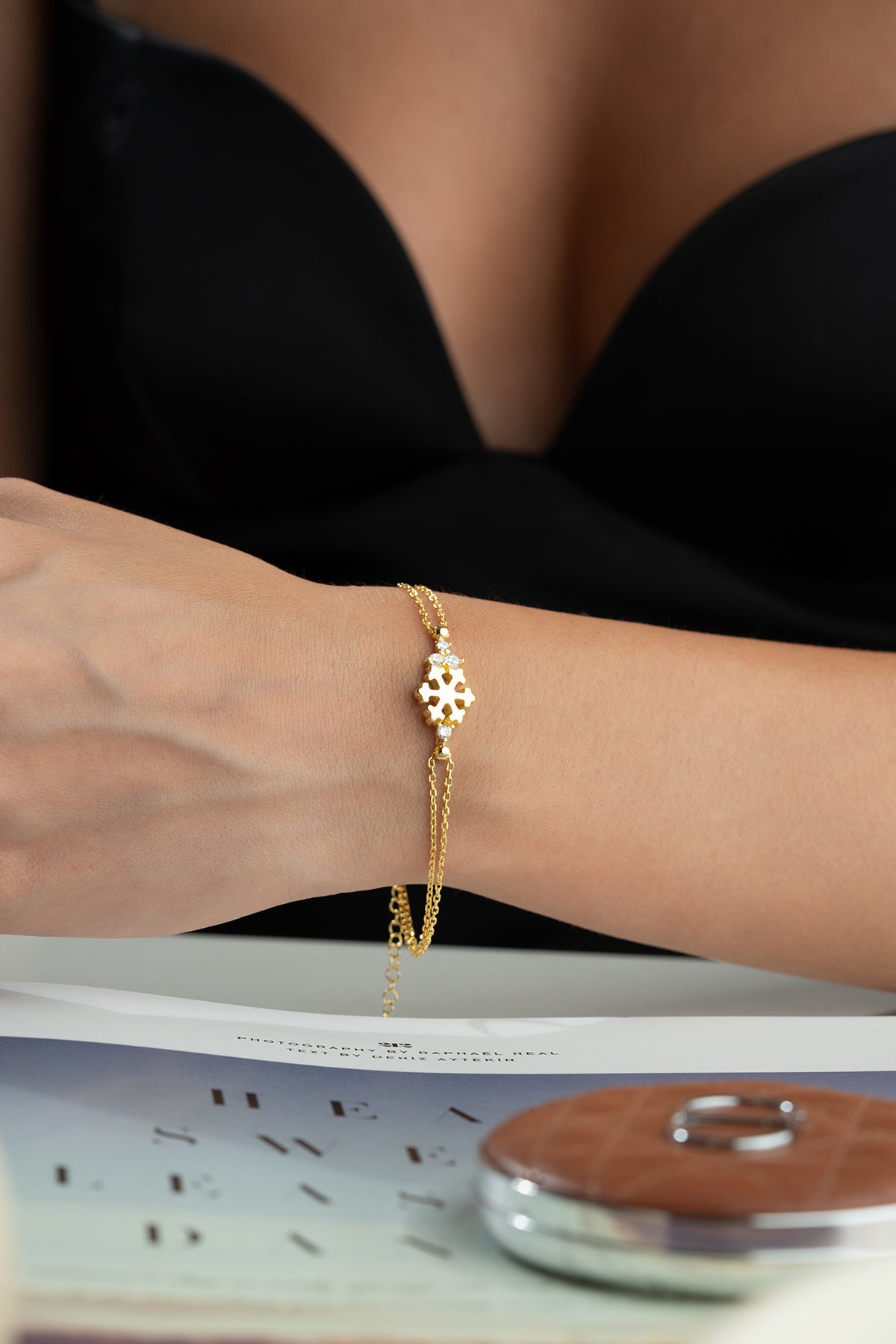 Gold Snowflake Charm Bracelet