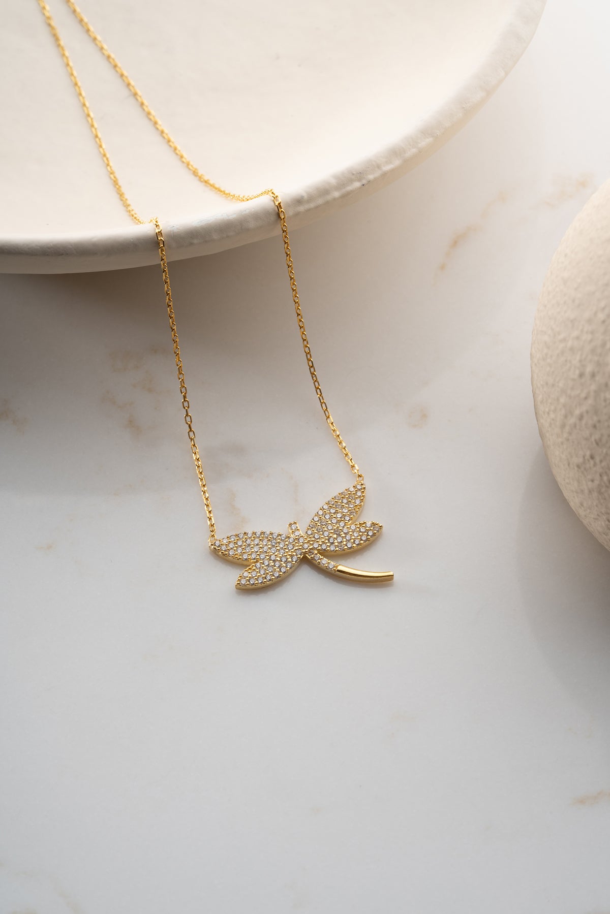 Pave Crystal Dragonfly Necklace