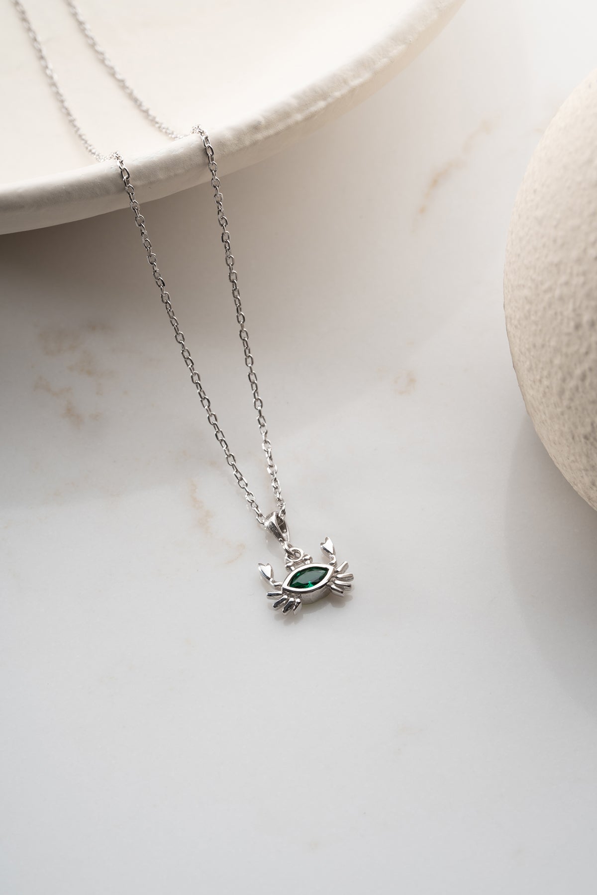 Green Crystal Crab Pendant Necklace
