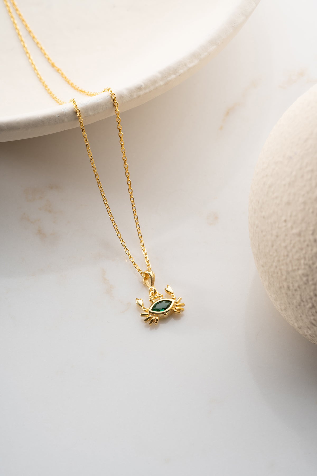 Green Crystal Crab Pendant Necklace