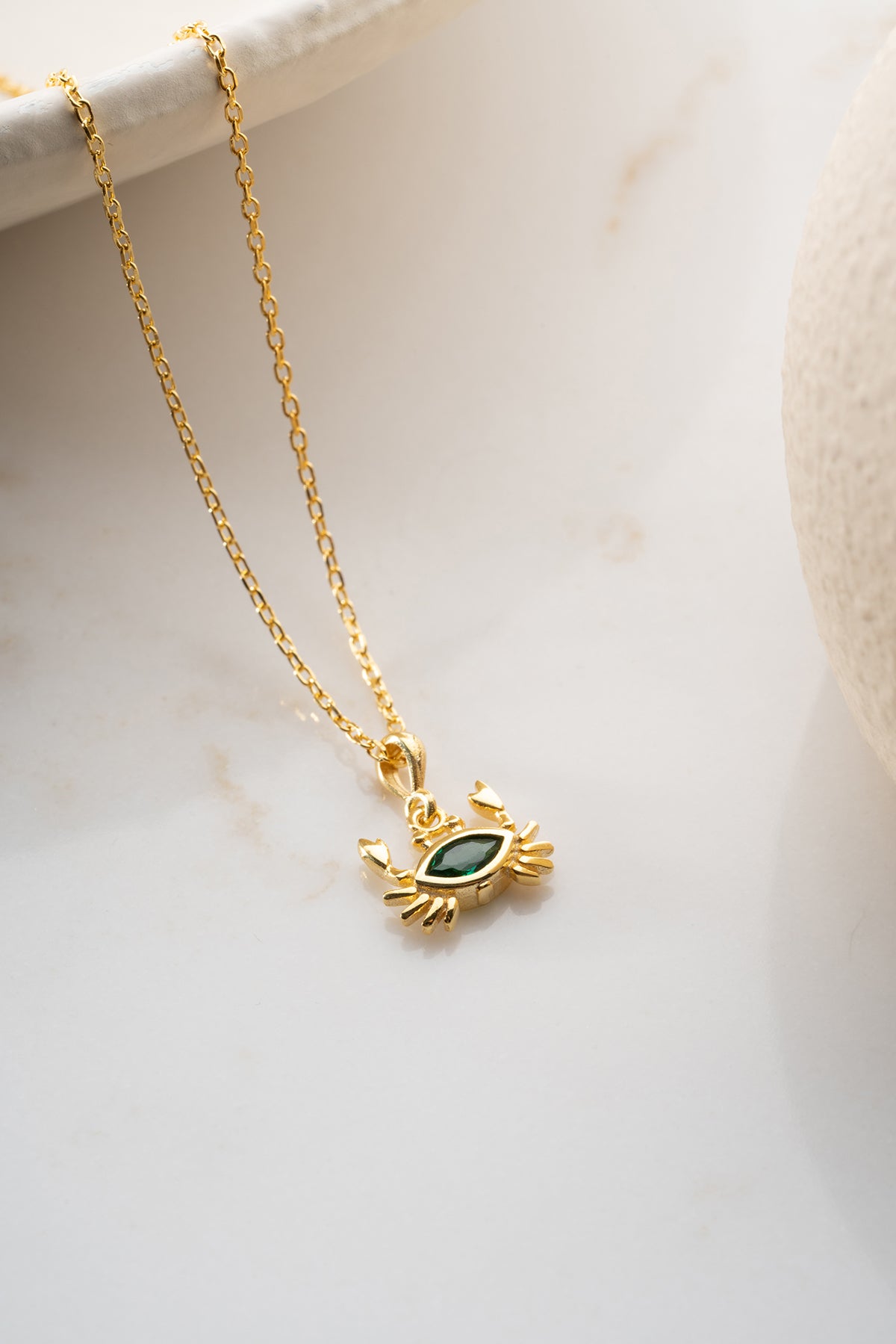 Green Crystal Crab Pendant Necklace