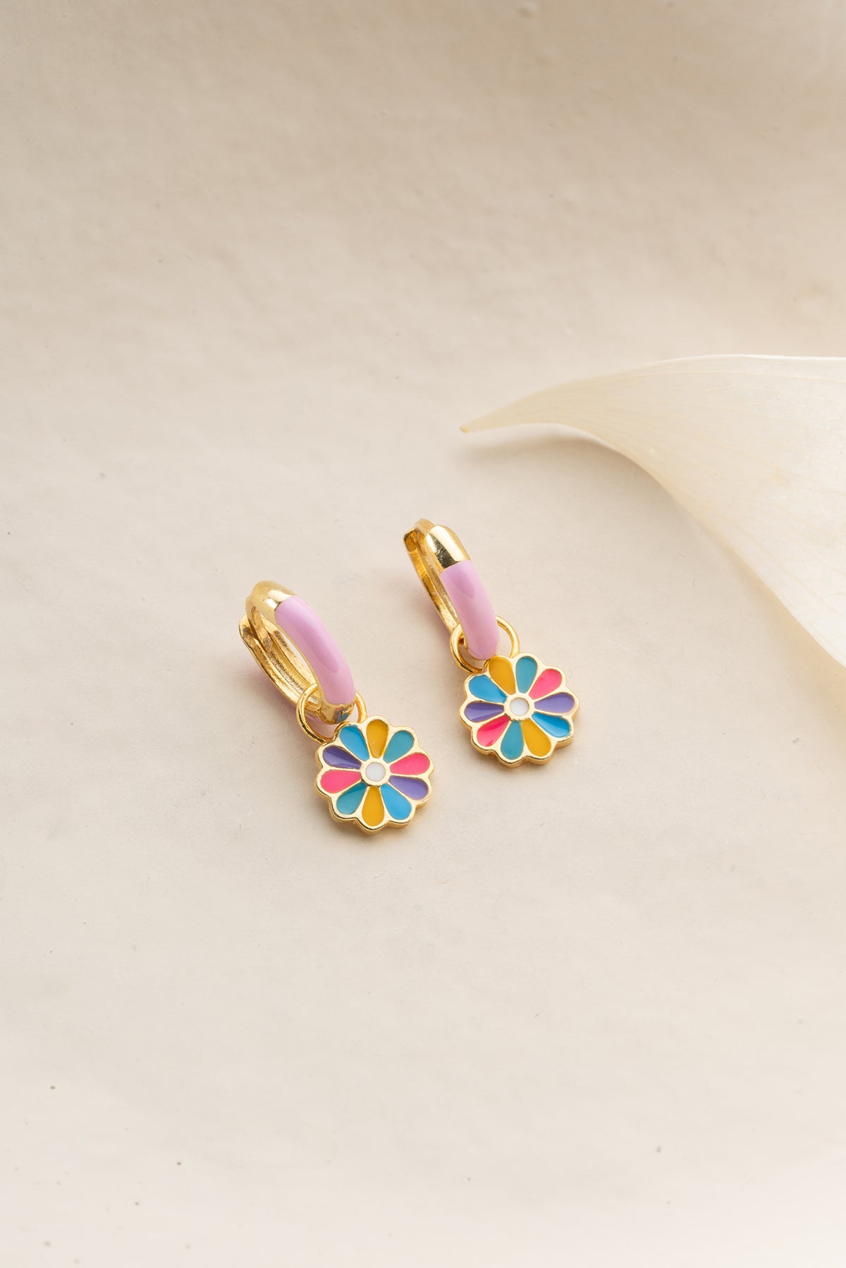 Colorful Daisy Flower Hoop Earrings