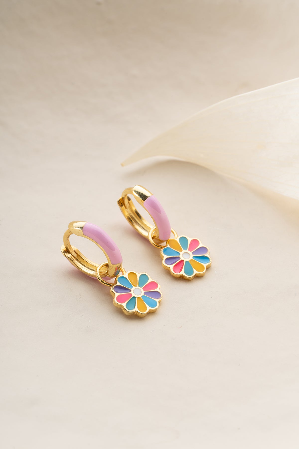 Colorful Daisy Flower Hoop Earrings