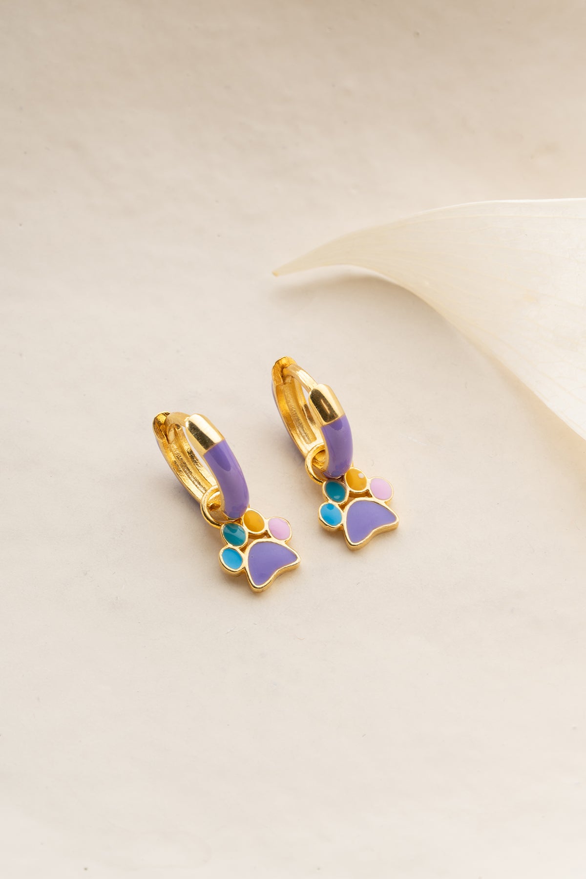 Colorful Paw Print Hoop Earrings