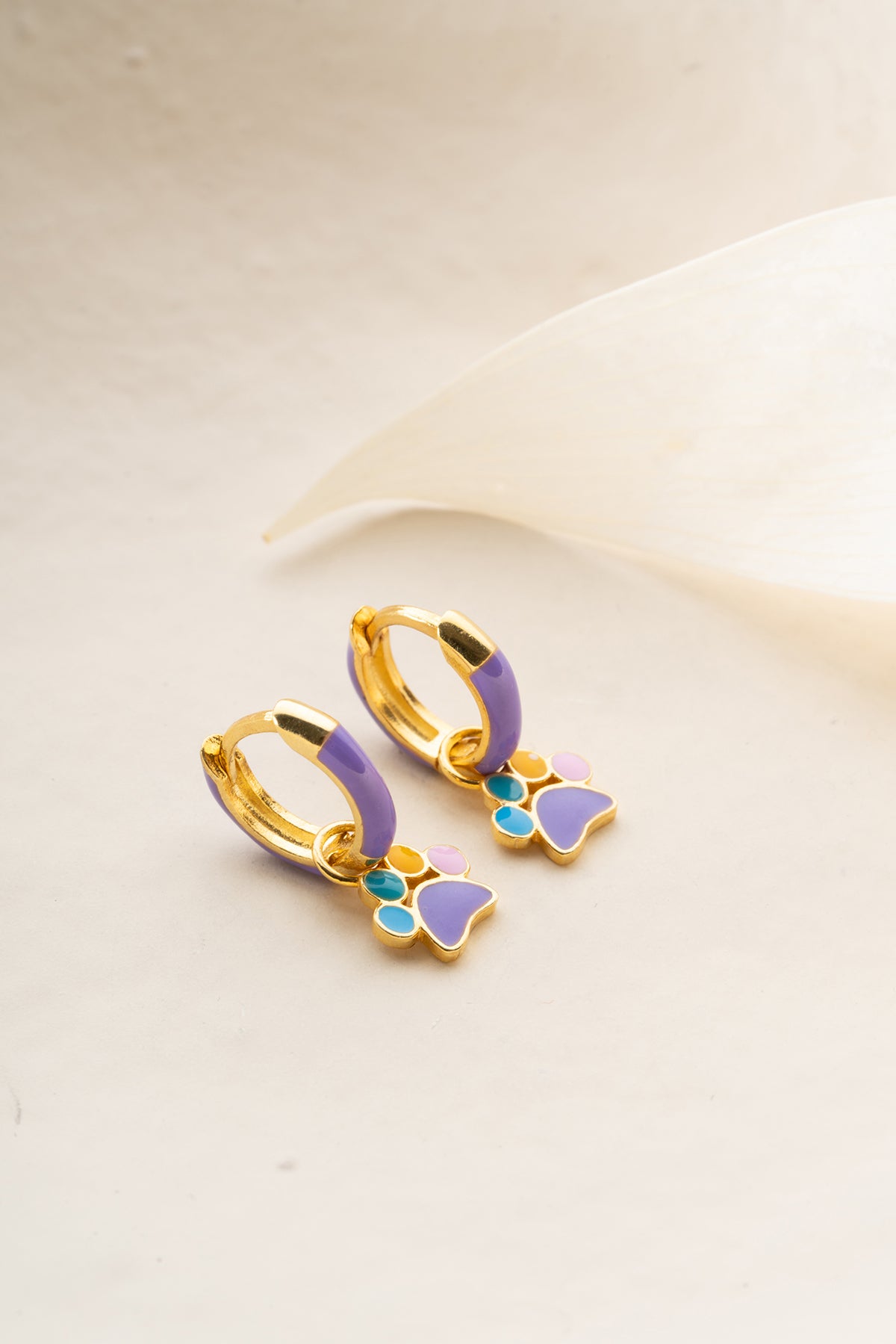 Colorful Paw Print Hoop Earrings