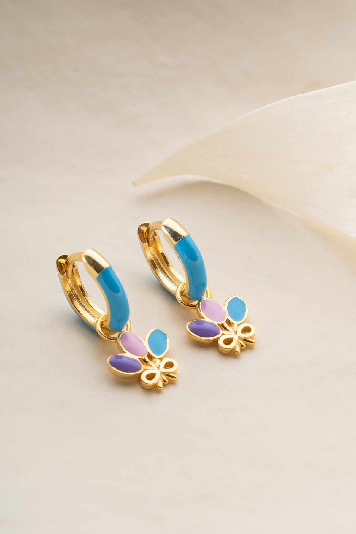 Colorful Enamel Butterfly Hoop Earrings