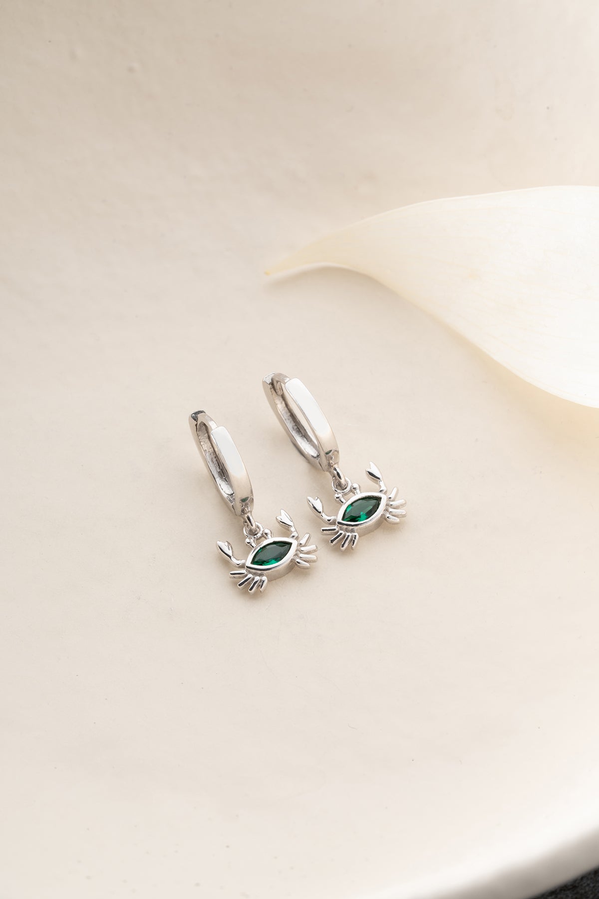 Crab Charm Huggie Hoop Earrings