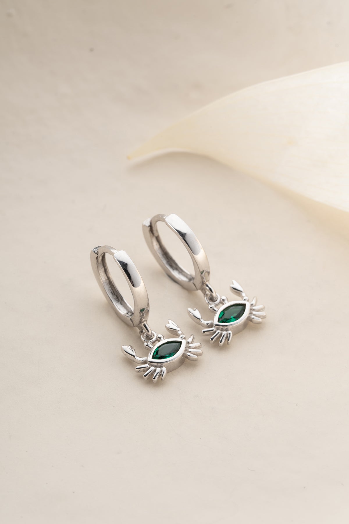 Crab Charm Huggie Hoop Earrings