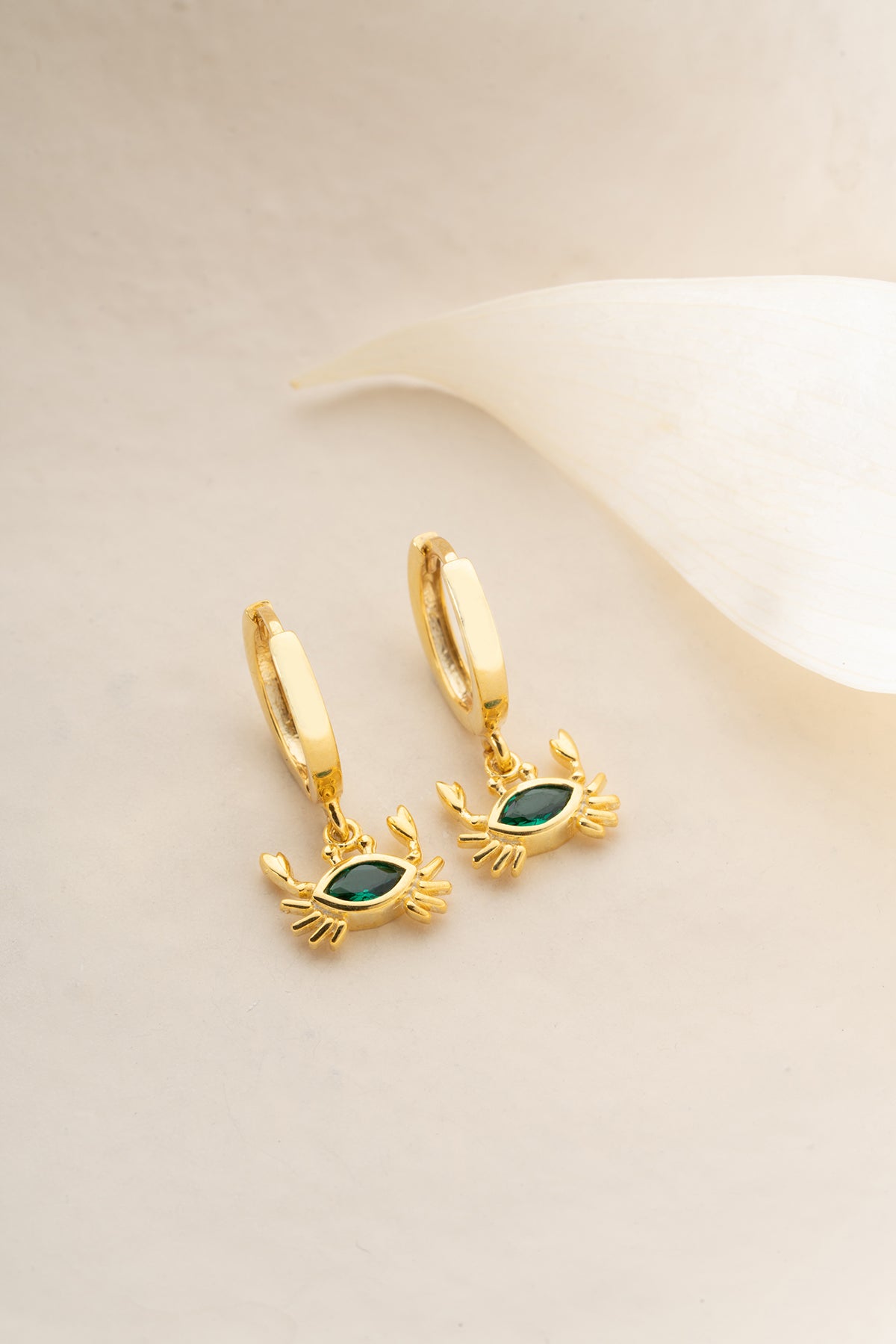 Crab Charm Huggie Hoop Earrings