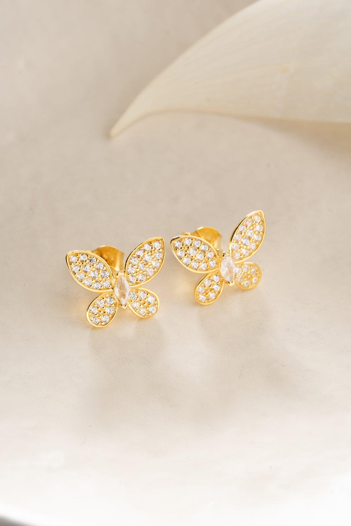 Pave Crystal Butterfly Stud Earrings