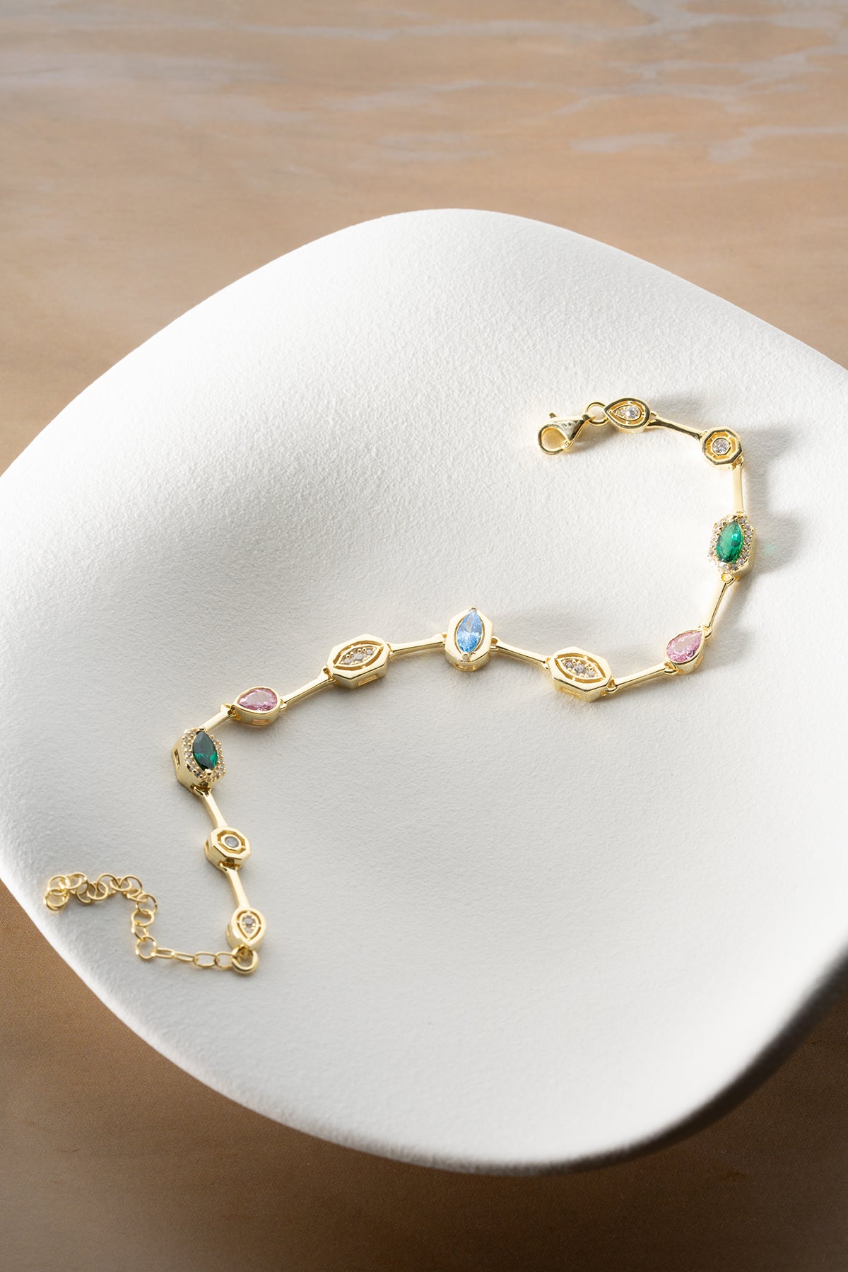 Multicolor Gemstone Station Bracelet in Gold