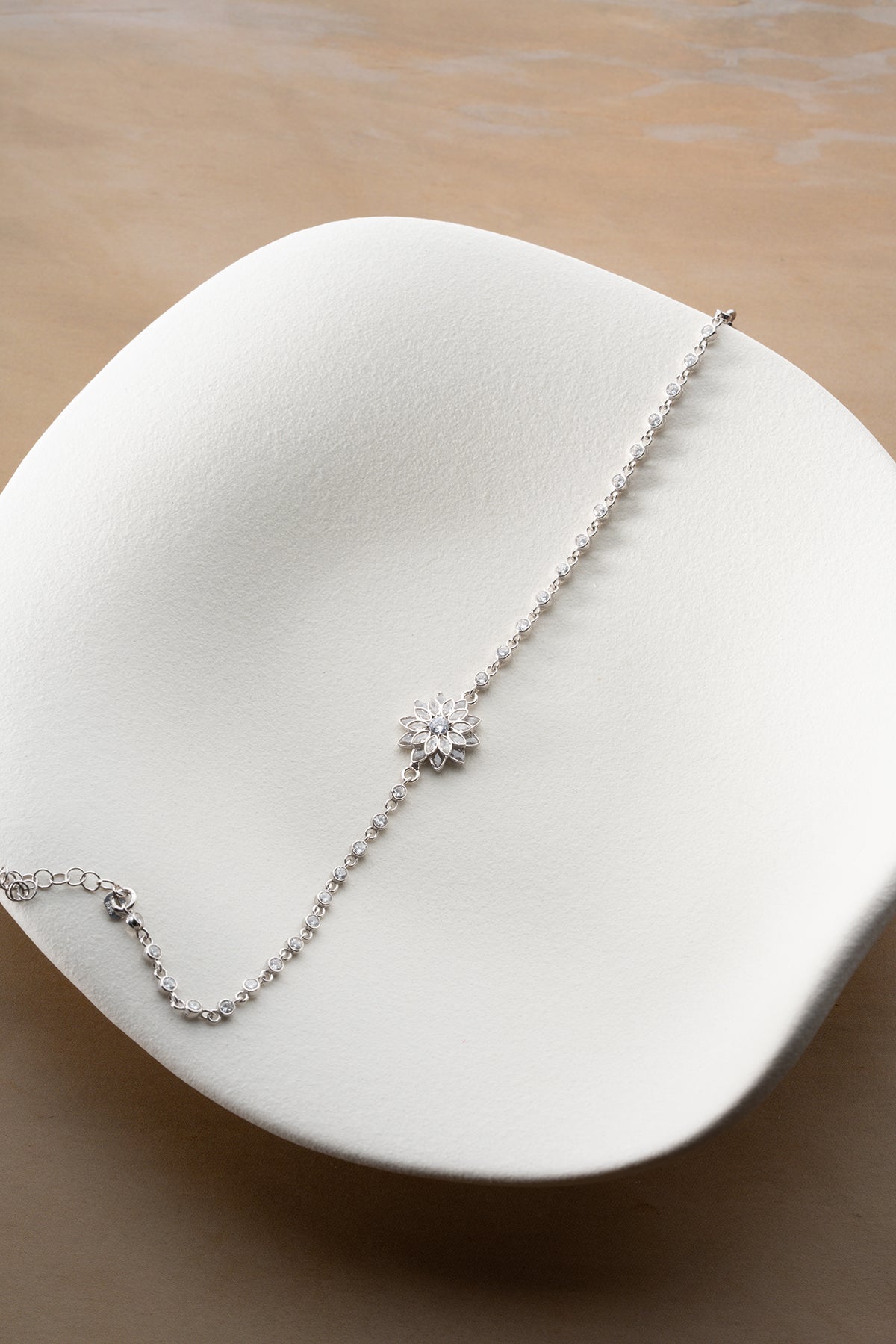 Lotus Flower Charm Bracelet in Silver