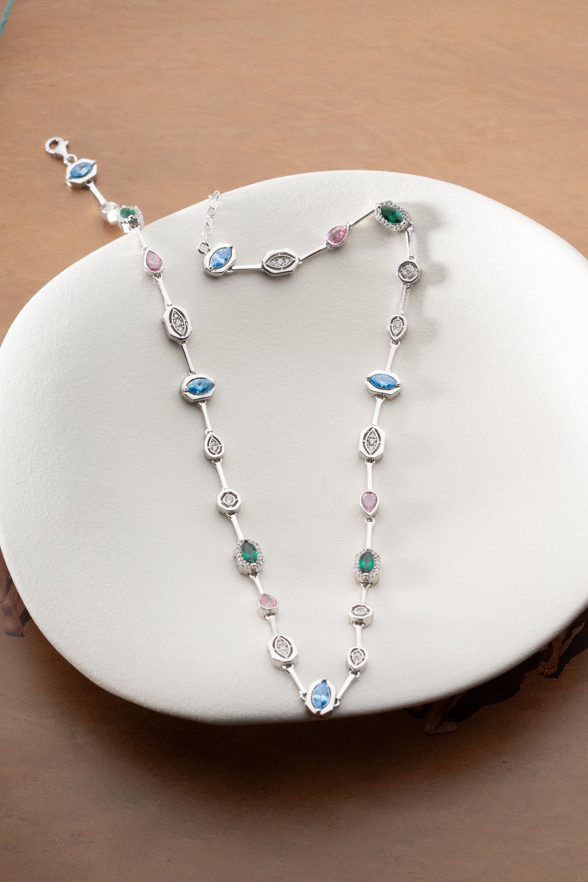 Multi-Gem Station Necklace in Gold