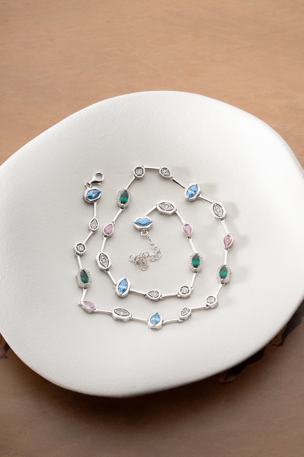 Multi-Gem Station Necklace in Gold