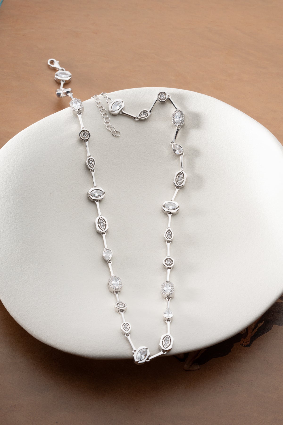 Gold Bezel Crystal Station Necklace