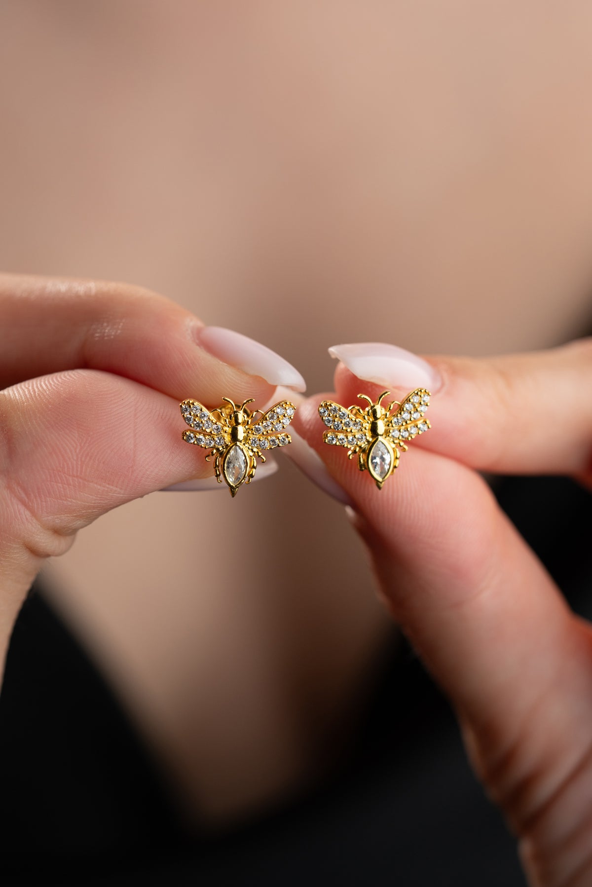 Pave Crystal Bee Stud Earrings