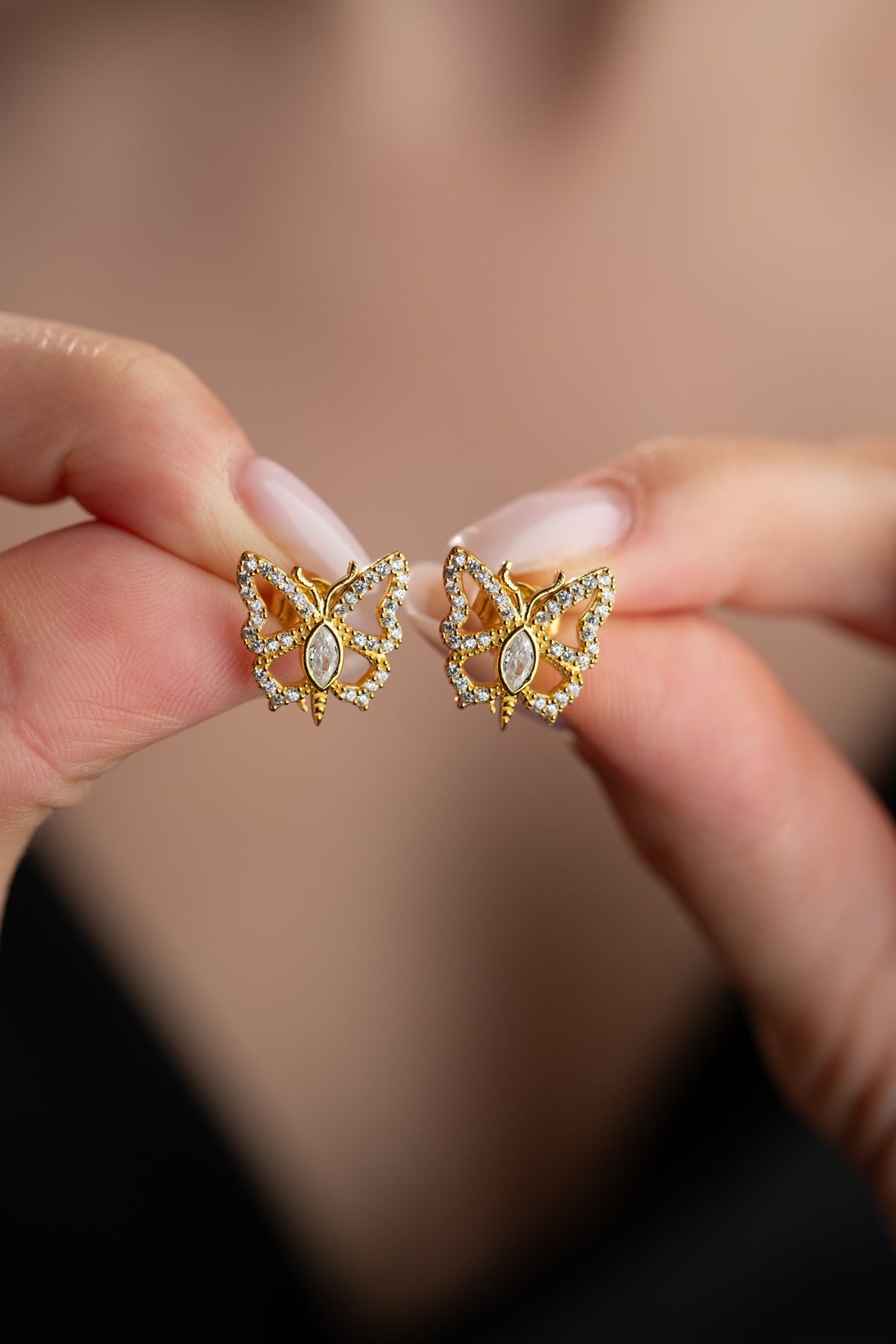 Crystal Butterfly Stud Earrings