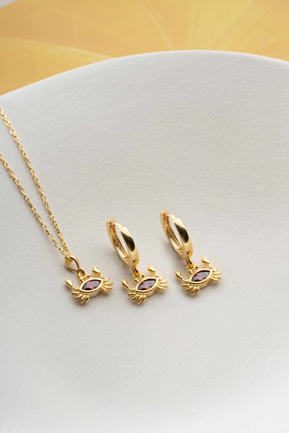 Crab Charm Necklace and Earring Set