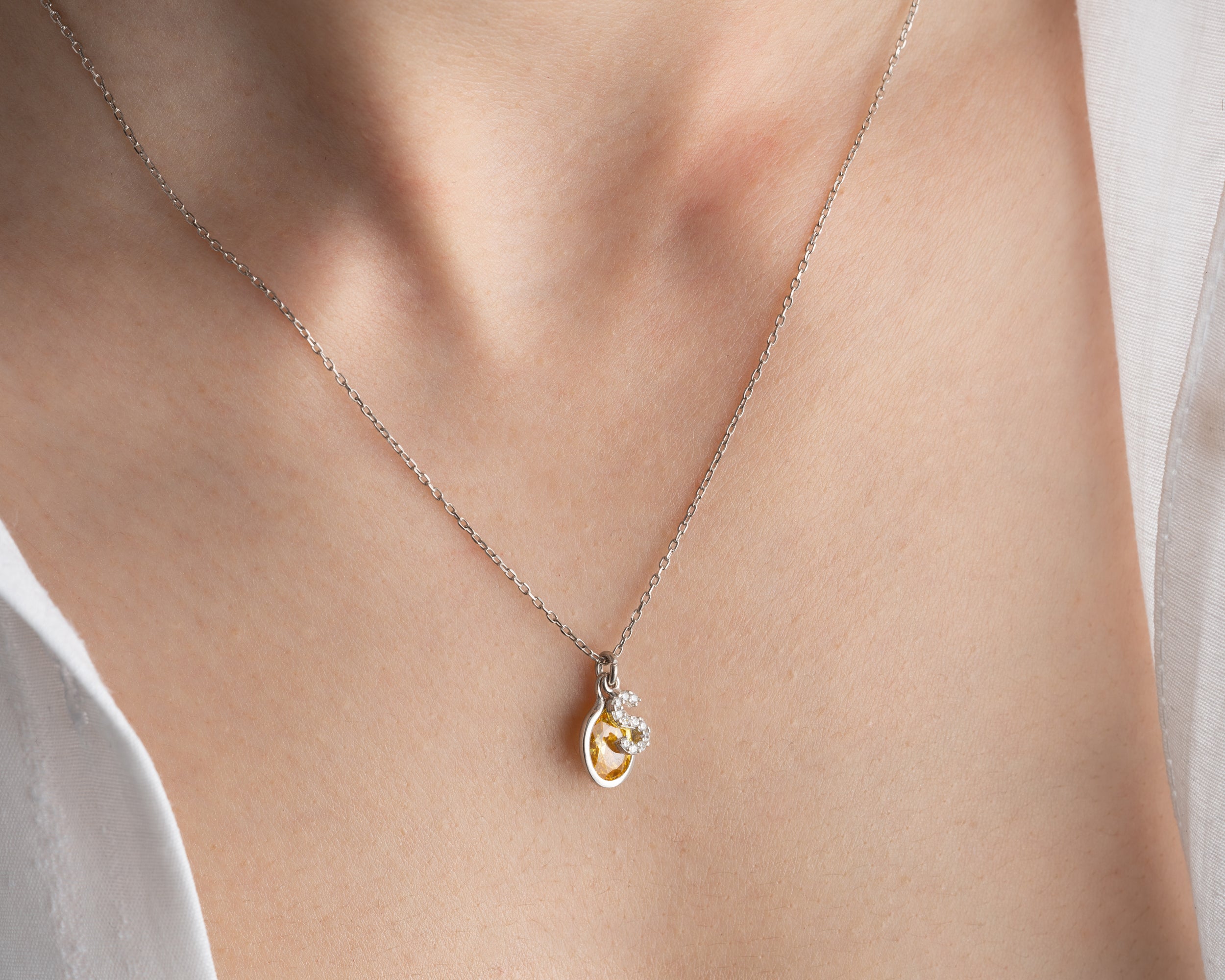 Custom Letter Birthstone Charm Necklace