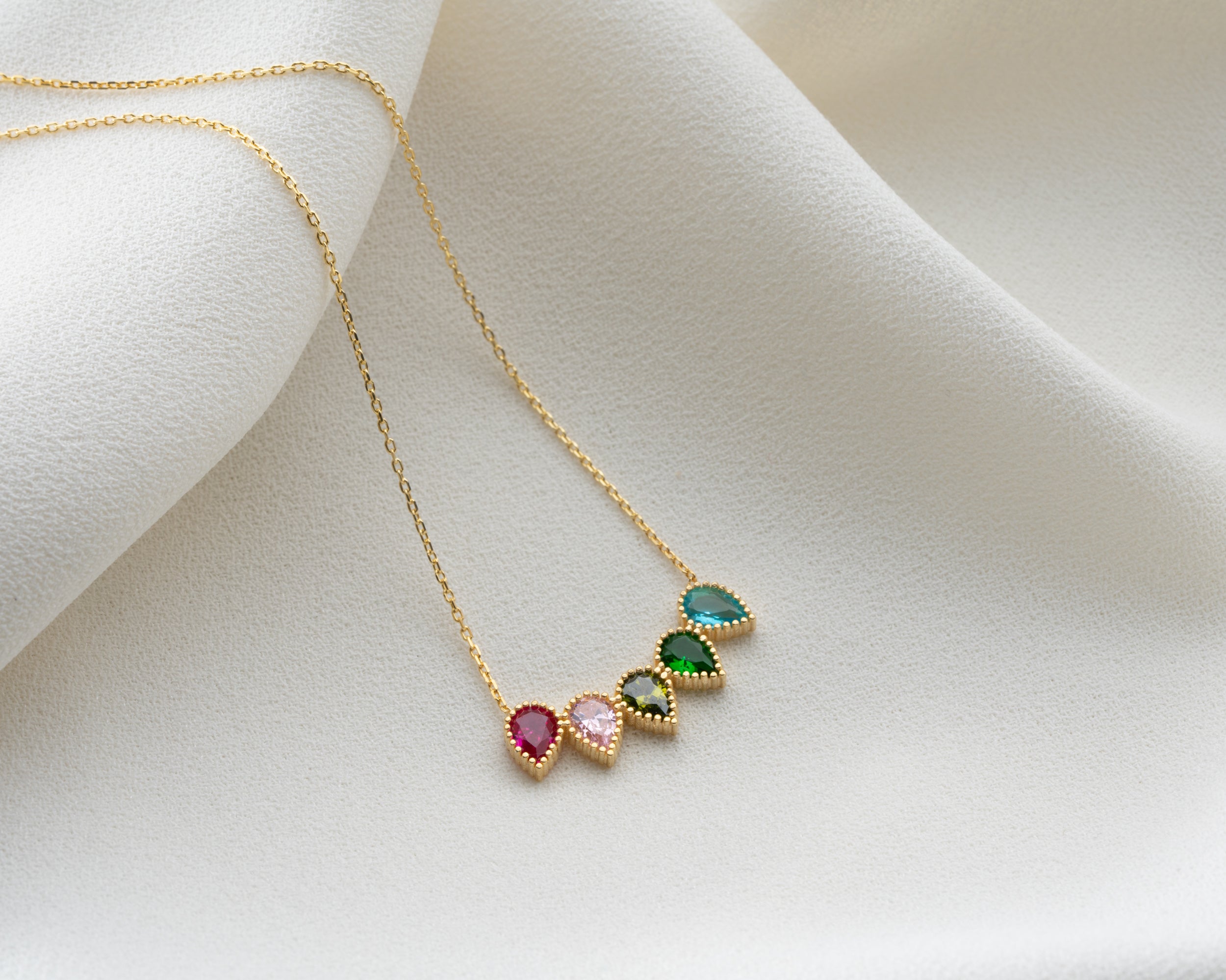 Custom Family Birthstone Row Necklace