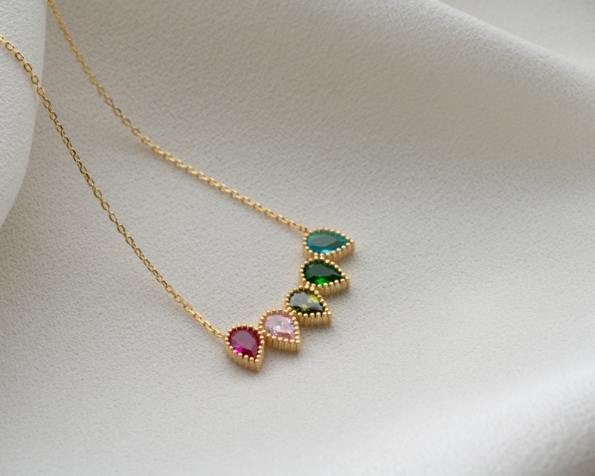 Custom Family Birthstone Row Necklace
