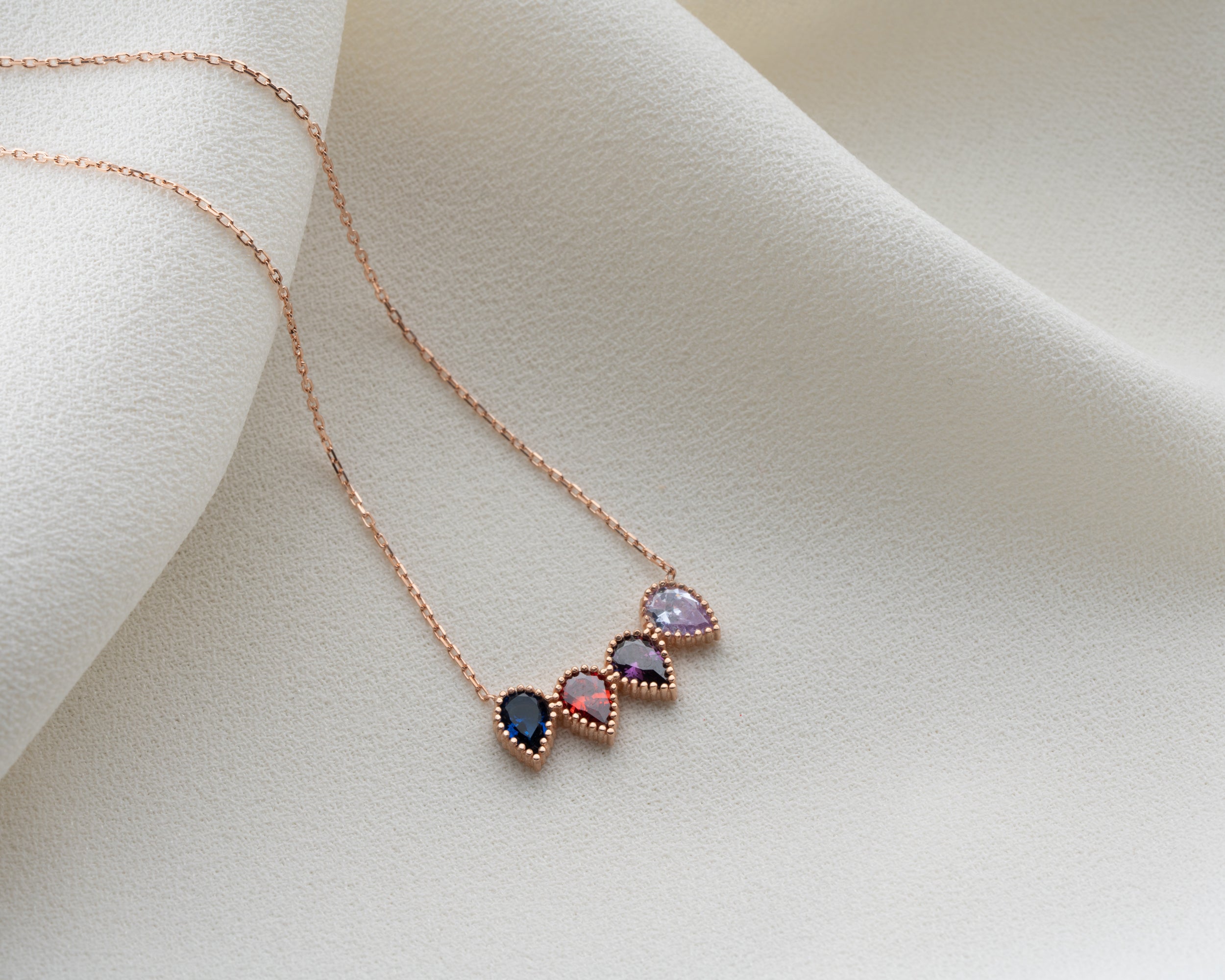 Custom Family Birthstone Row Necklace