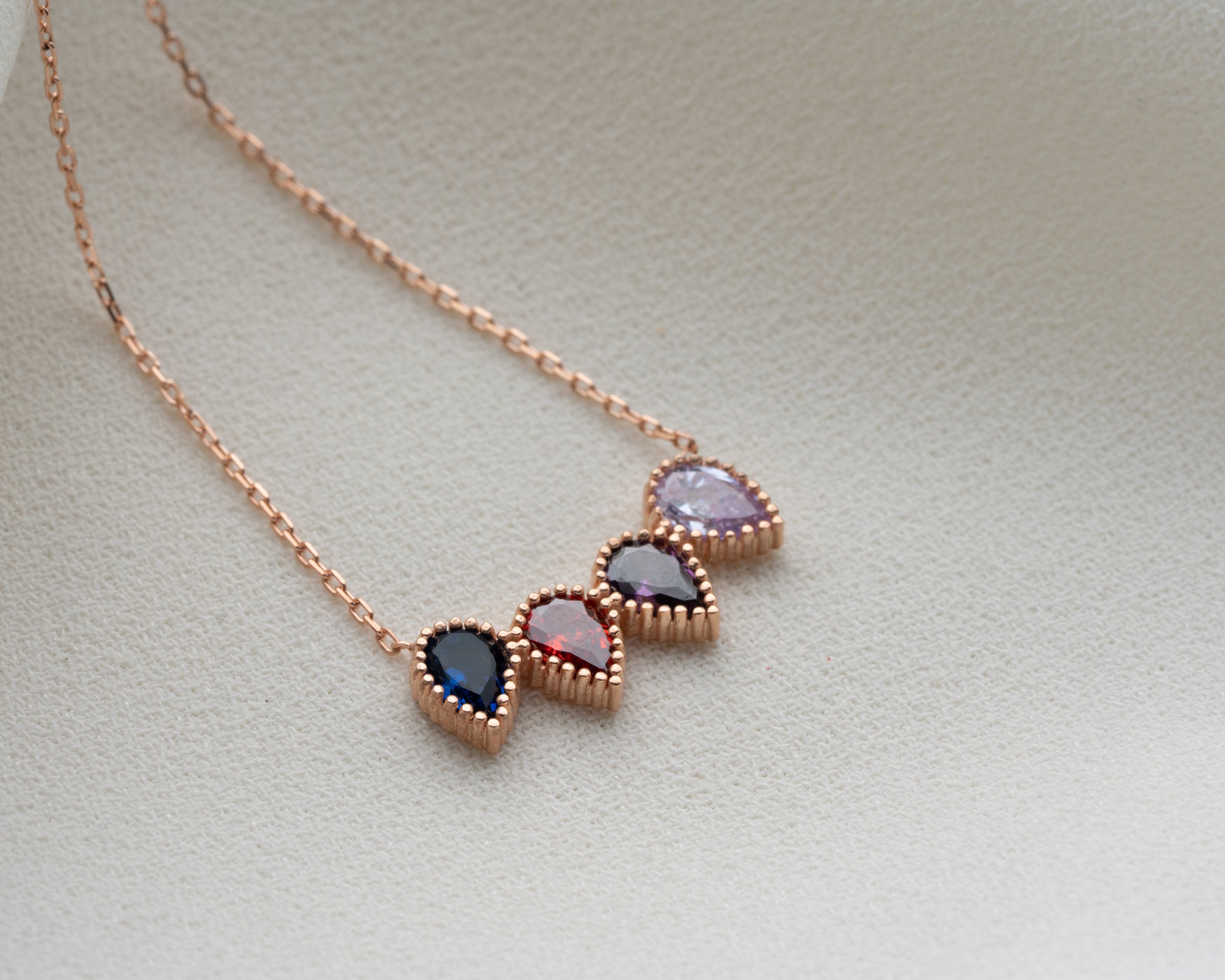 Custom Family Birthstone Row Necklace