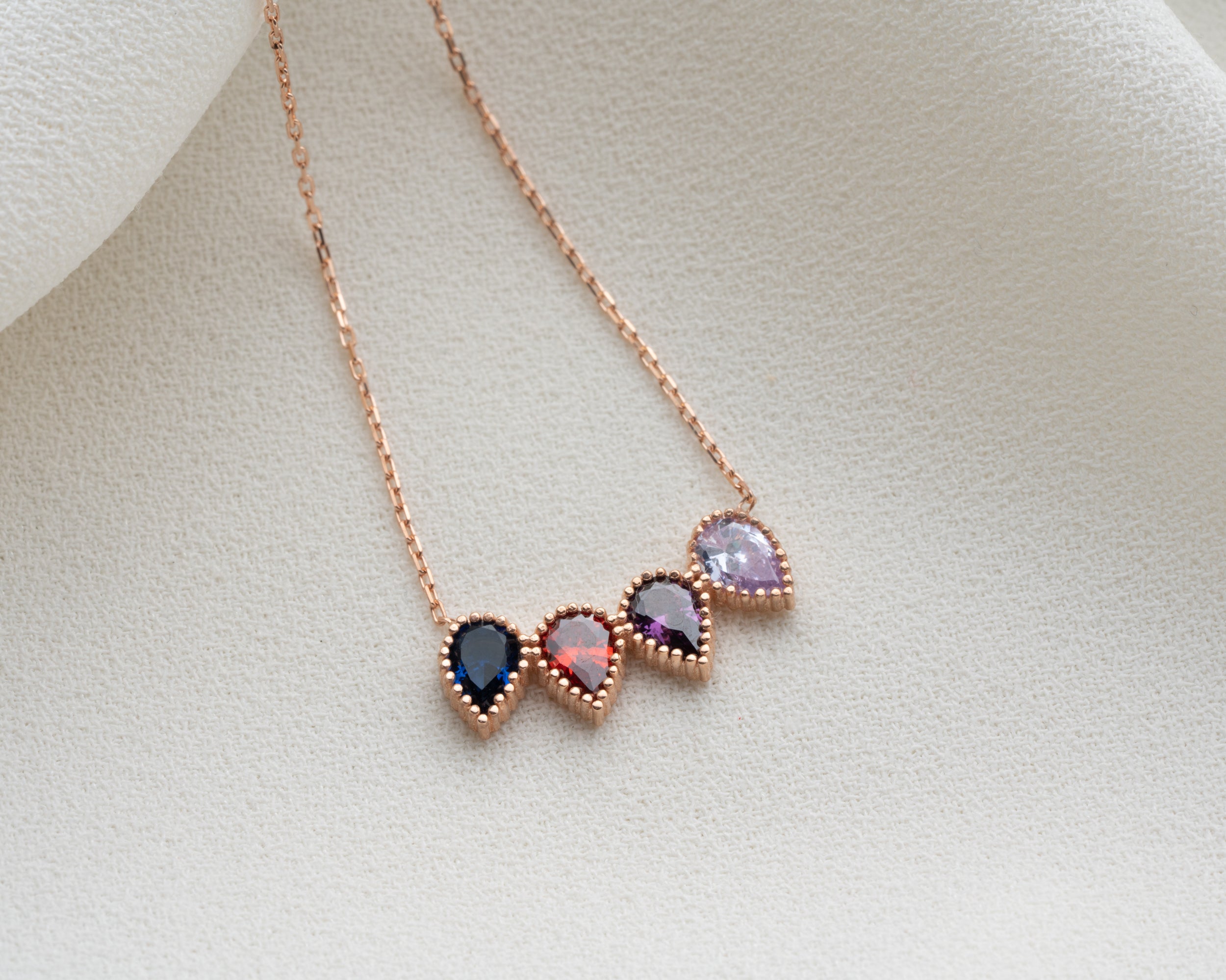 Custom Family Birthstone Row Necklace