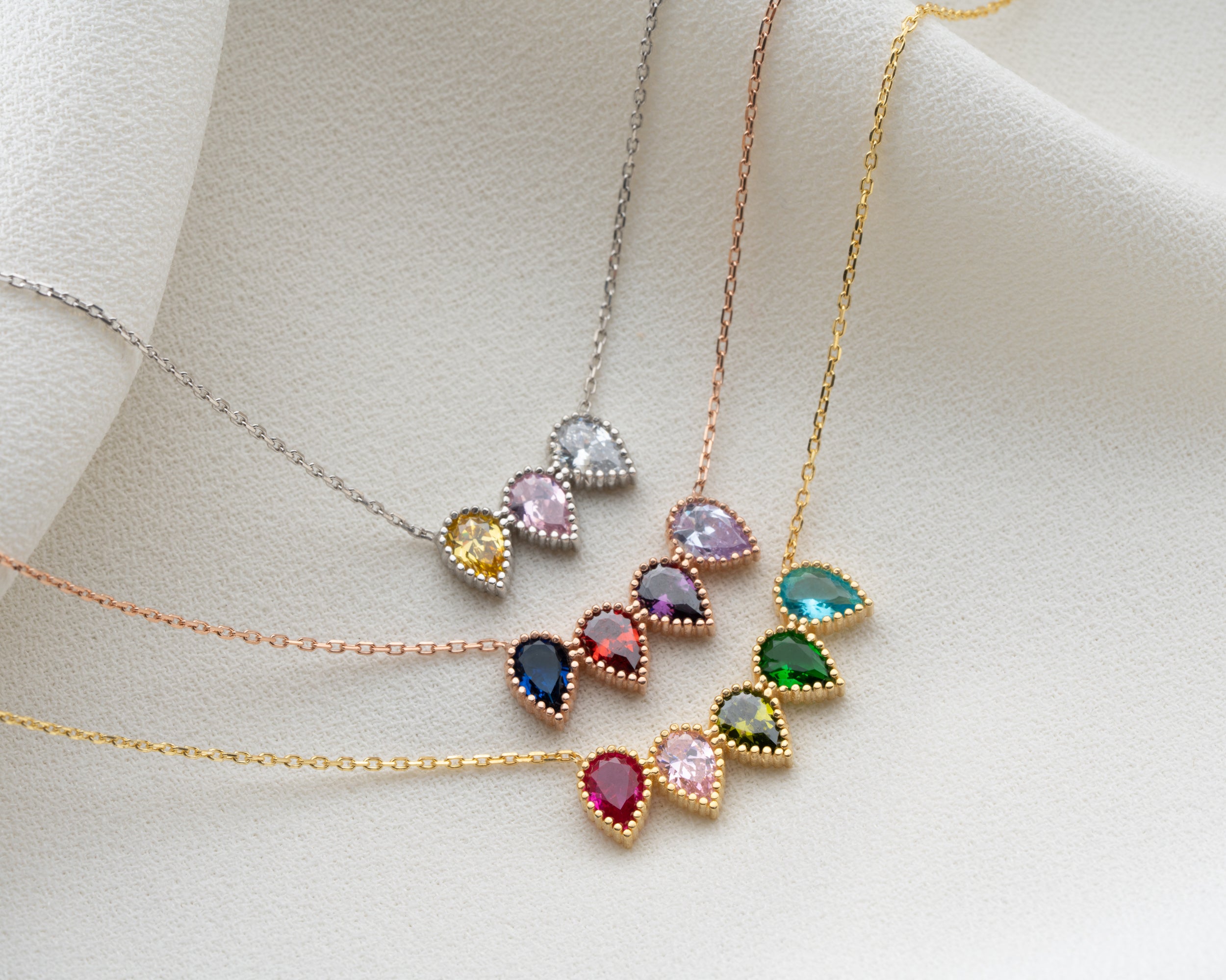 Custom Family Birthstone Row Necklace