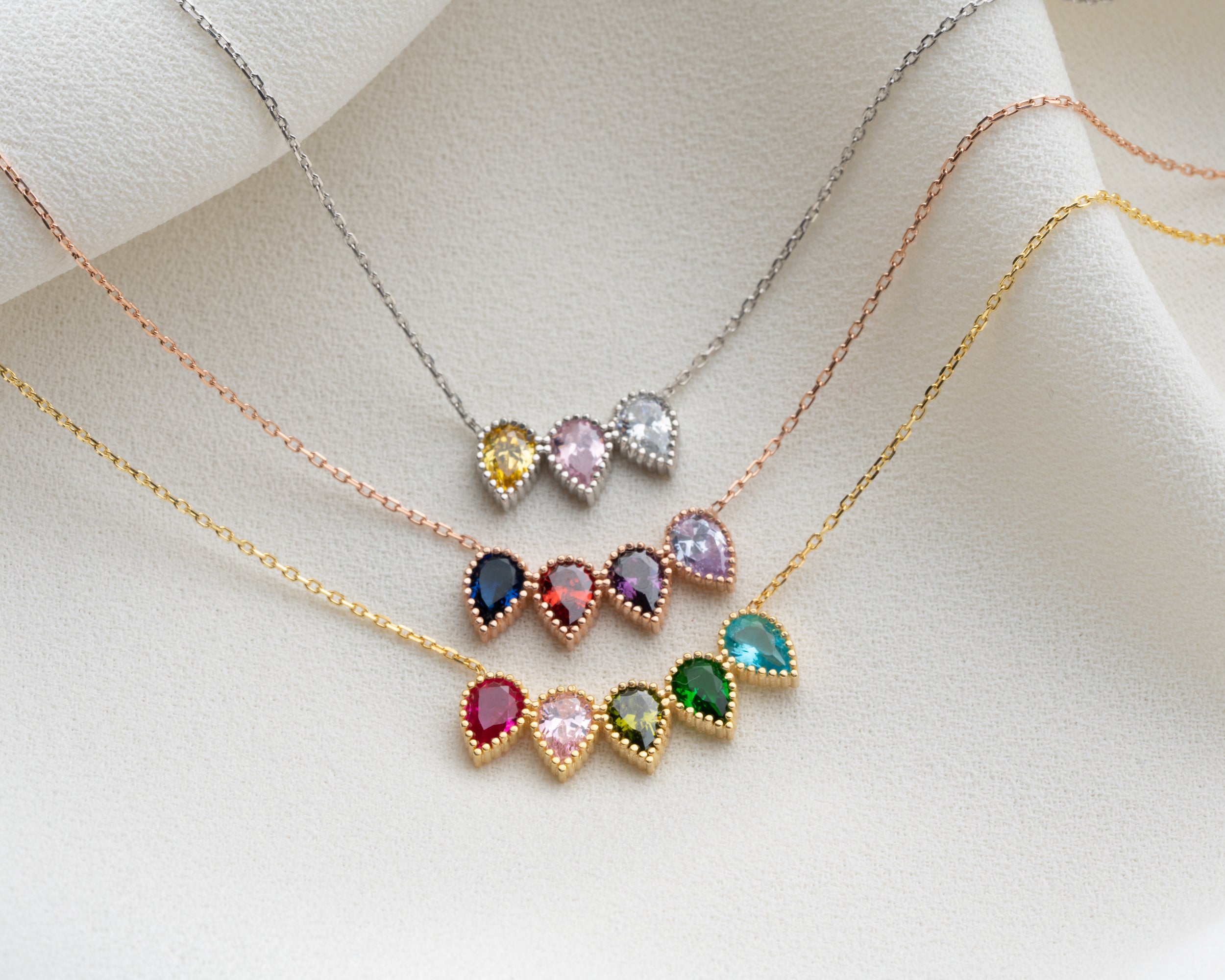 Custom Family Birthstone Row Necklace
