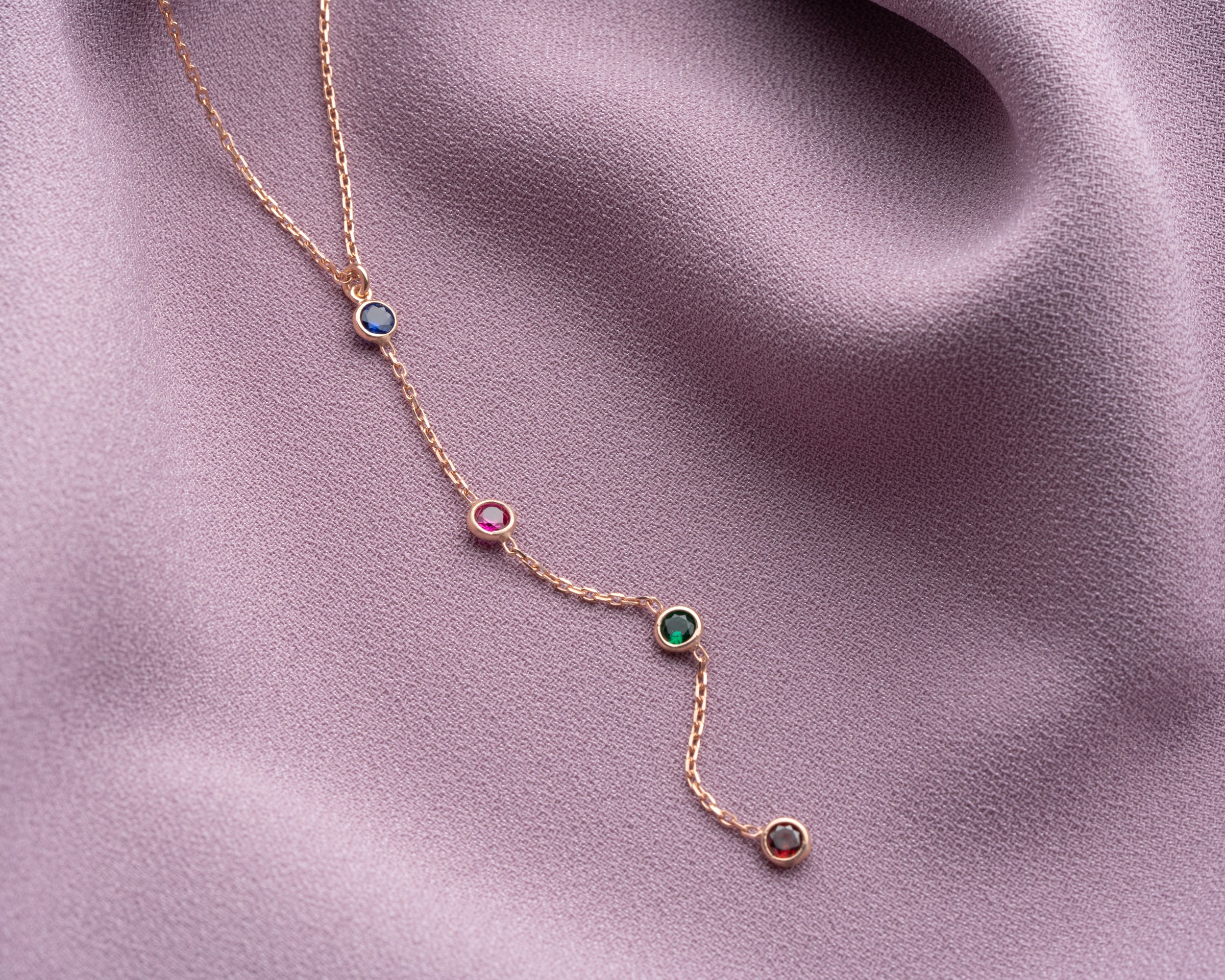Birthstone Family Lariat Necklace