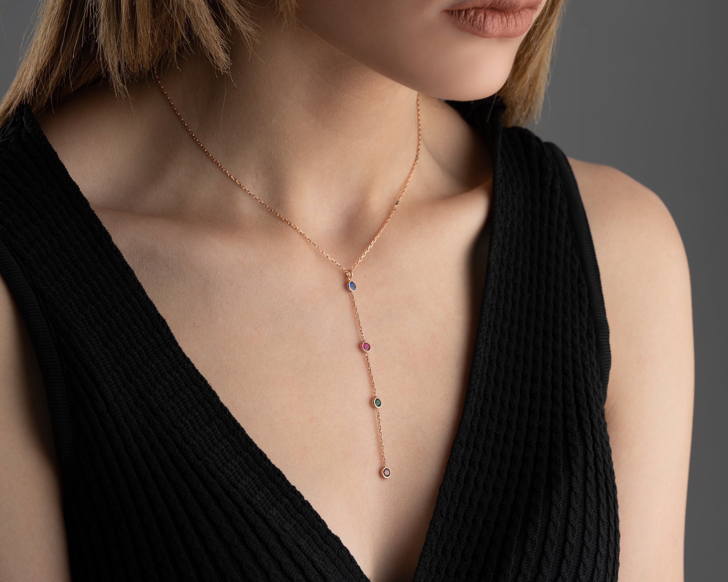 Birthstone Family Lariat Necklace