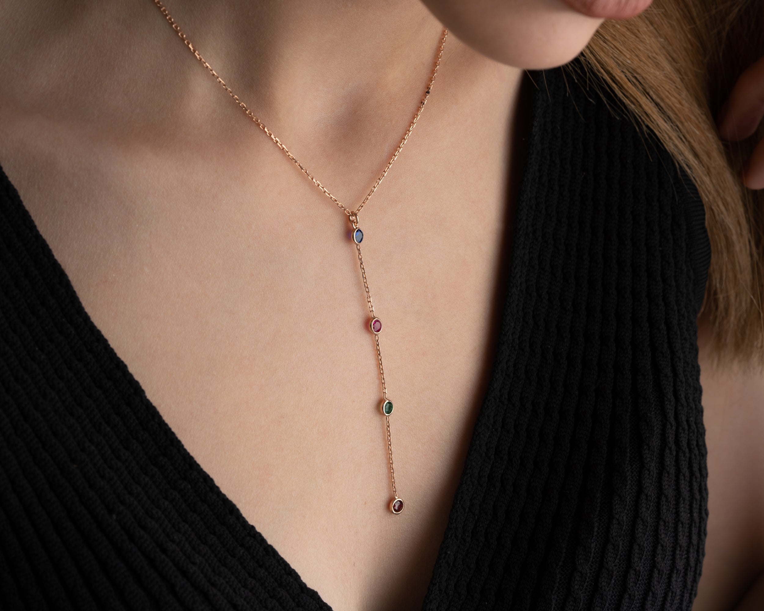 Birthstone Family Lariat Necklace