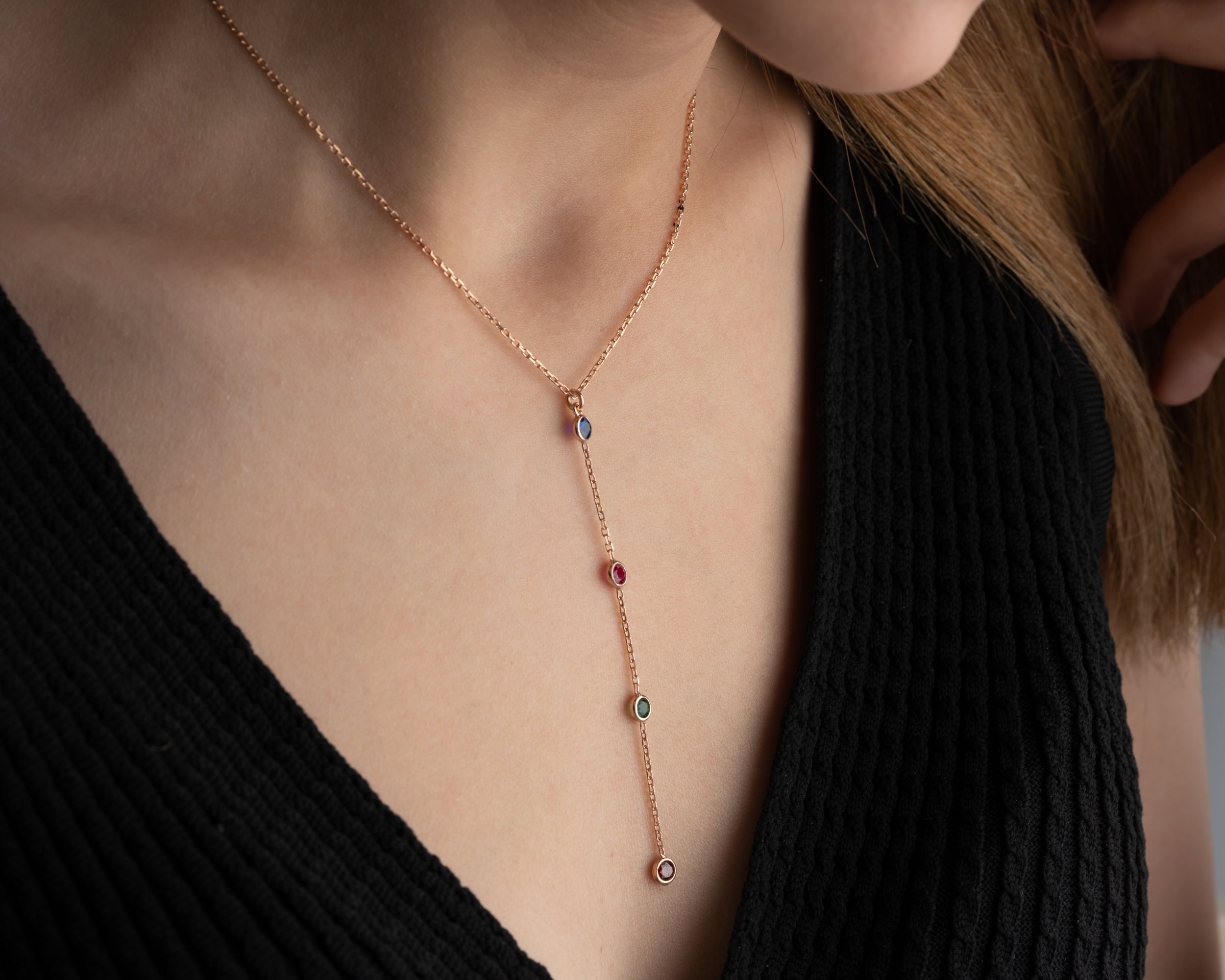 Birthstone Family Lariat Necklace