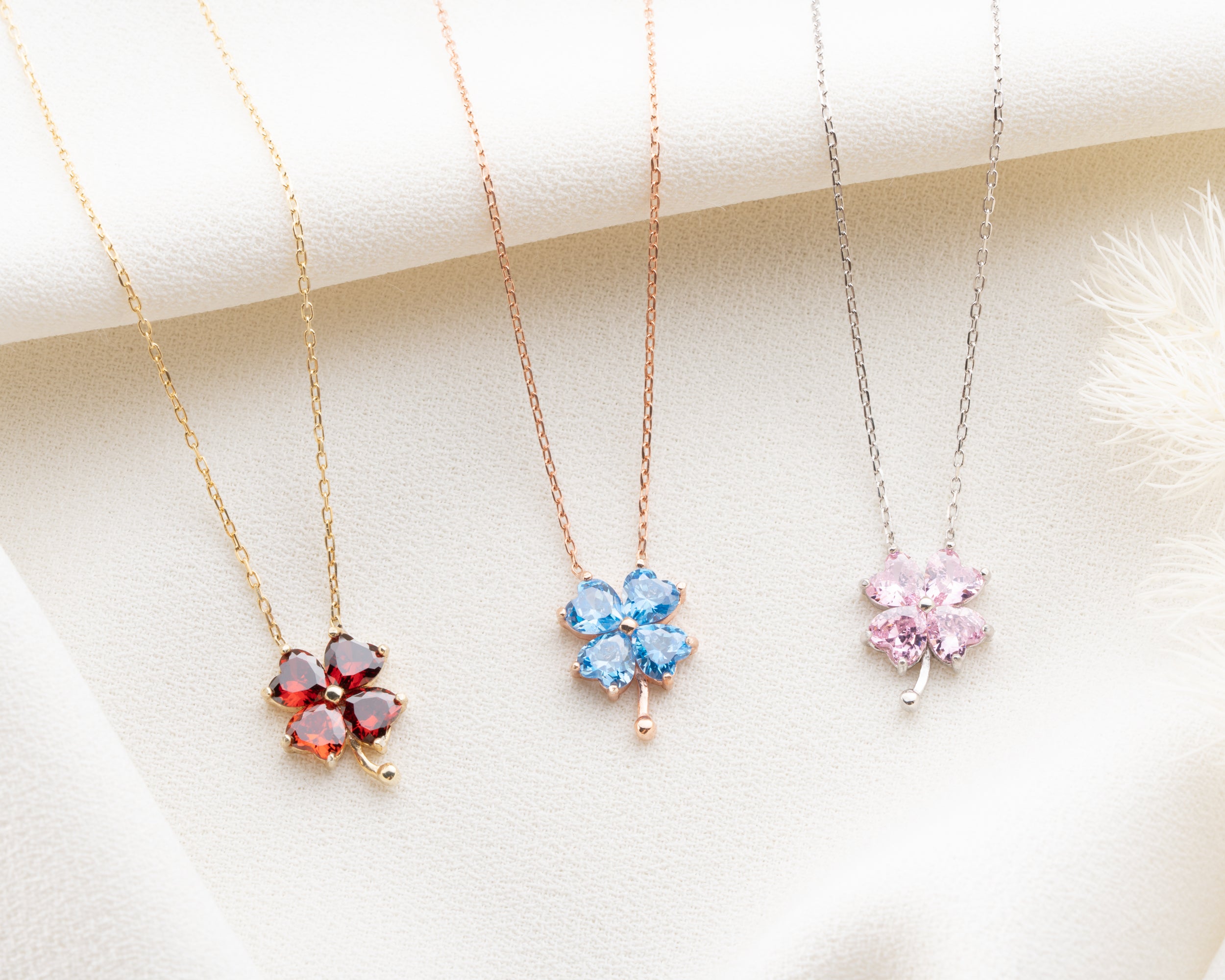 Birthstone Four Leaf Clover Necklace