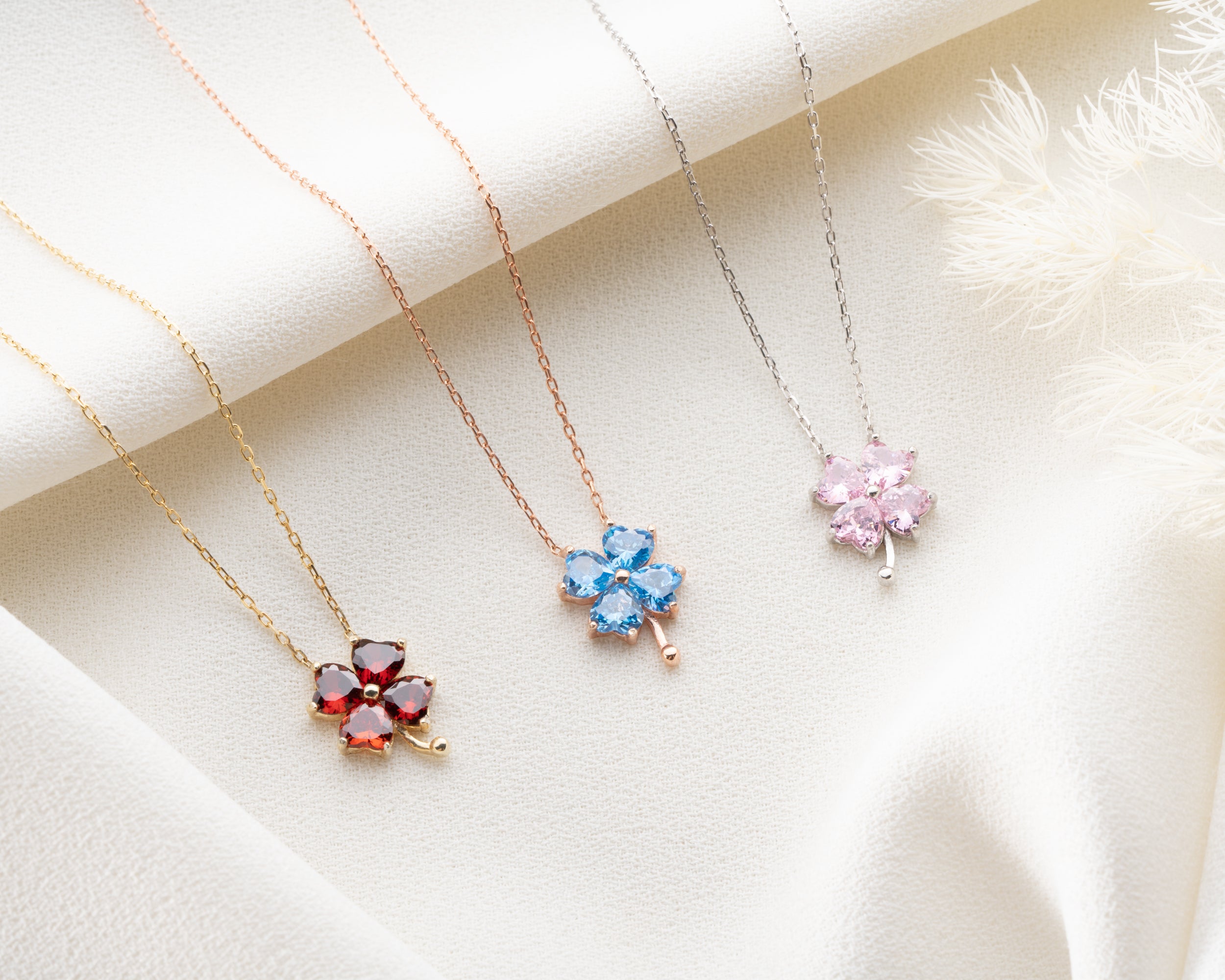 Birthstone Four Leaf Clover Necklace