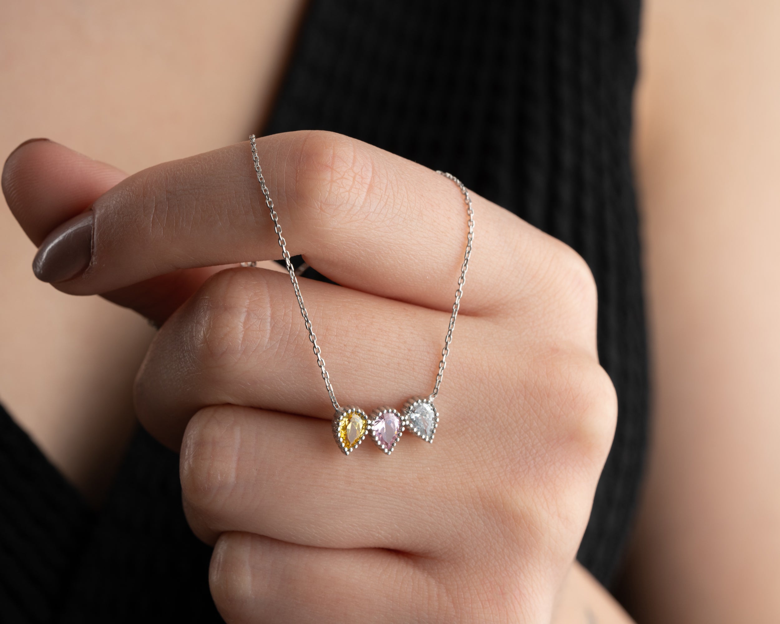 Custom Family Birthstone Row Necklace