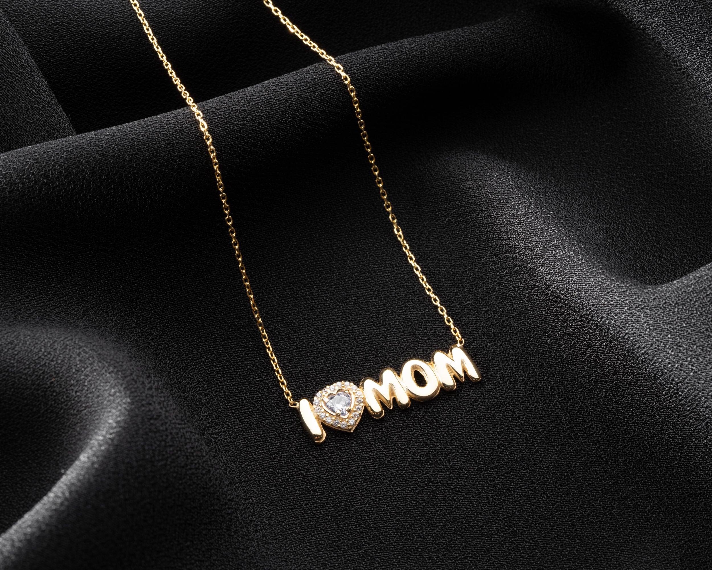 Custom Birthstone I Heart Mom Necklace
