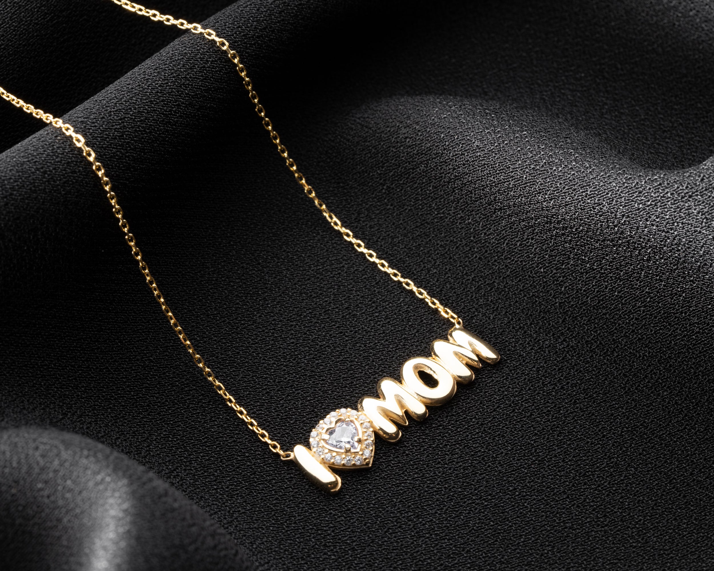 Custom Birthstone I Heart Mom Necklace