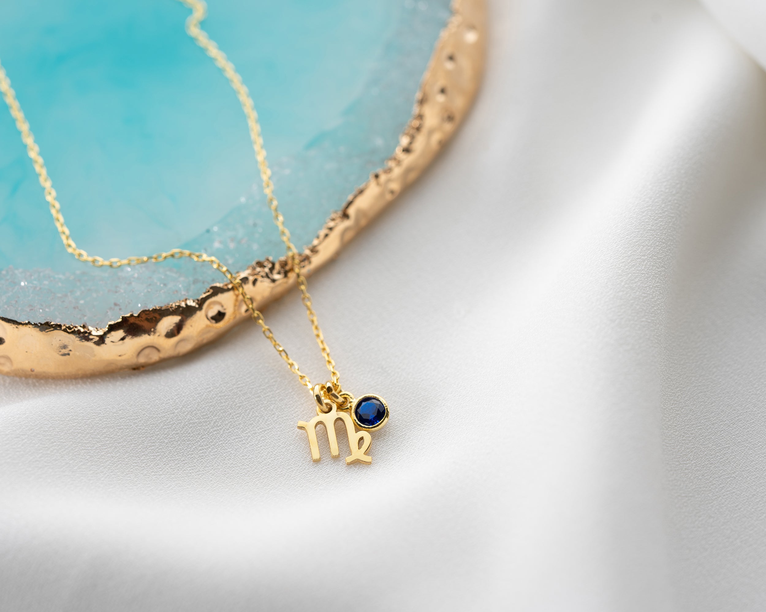 Zodiac Sign and Birthstone Necklace