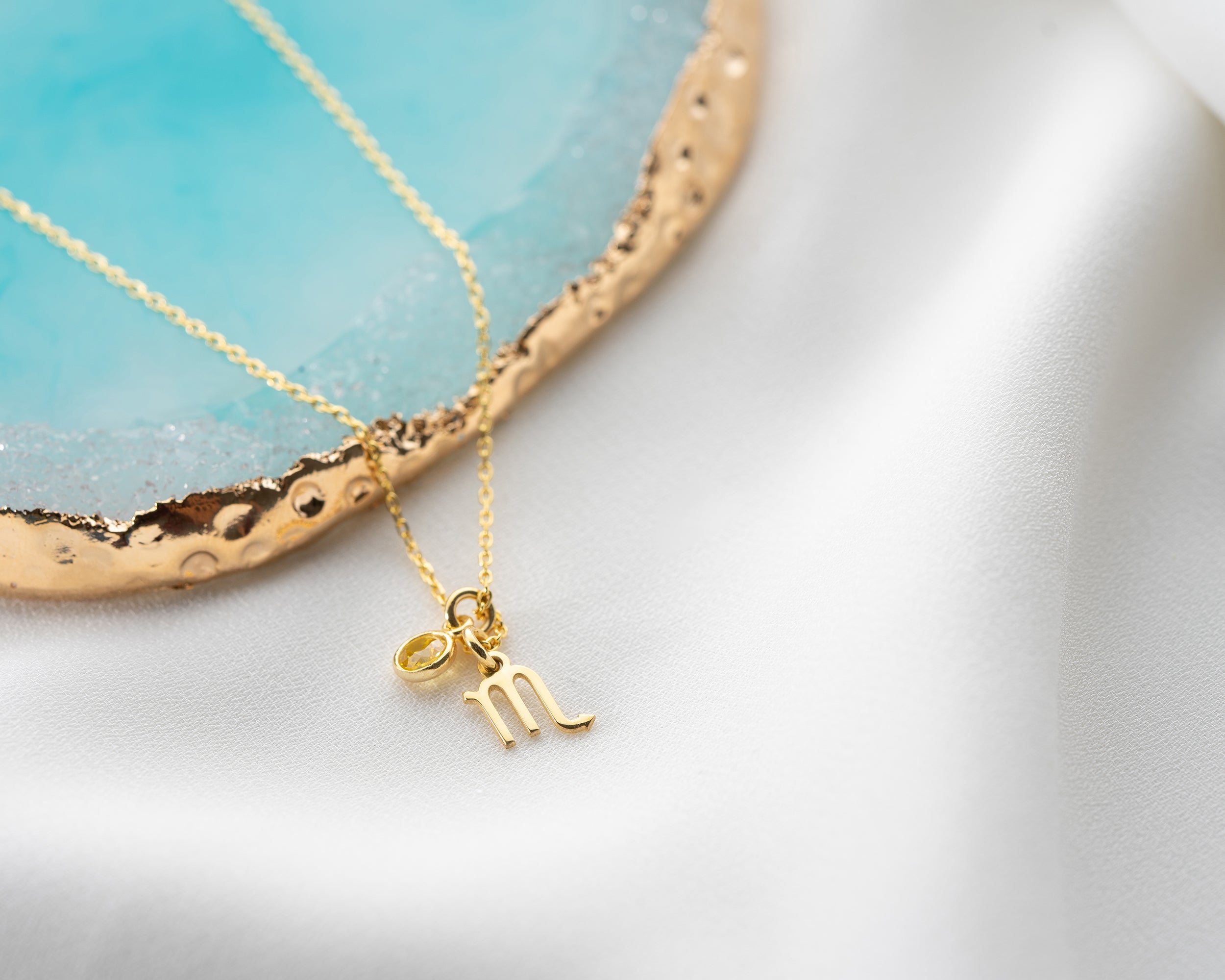 Zodiac Sign and Birthstone Necklace