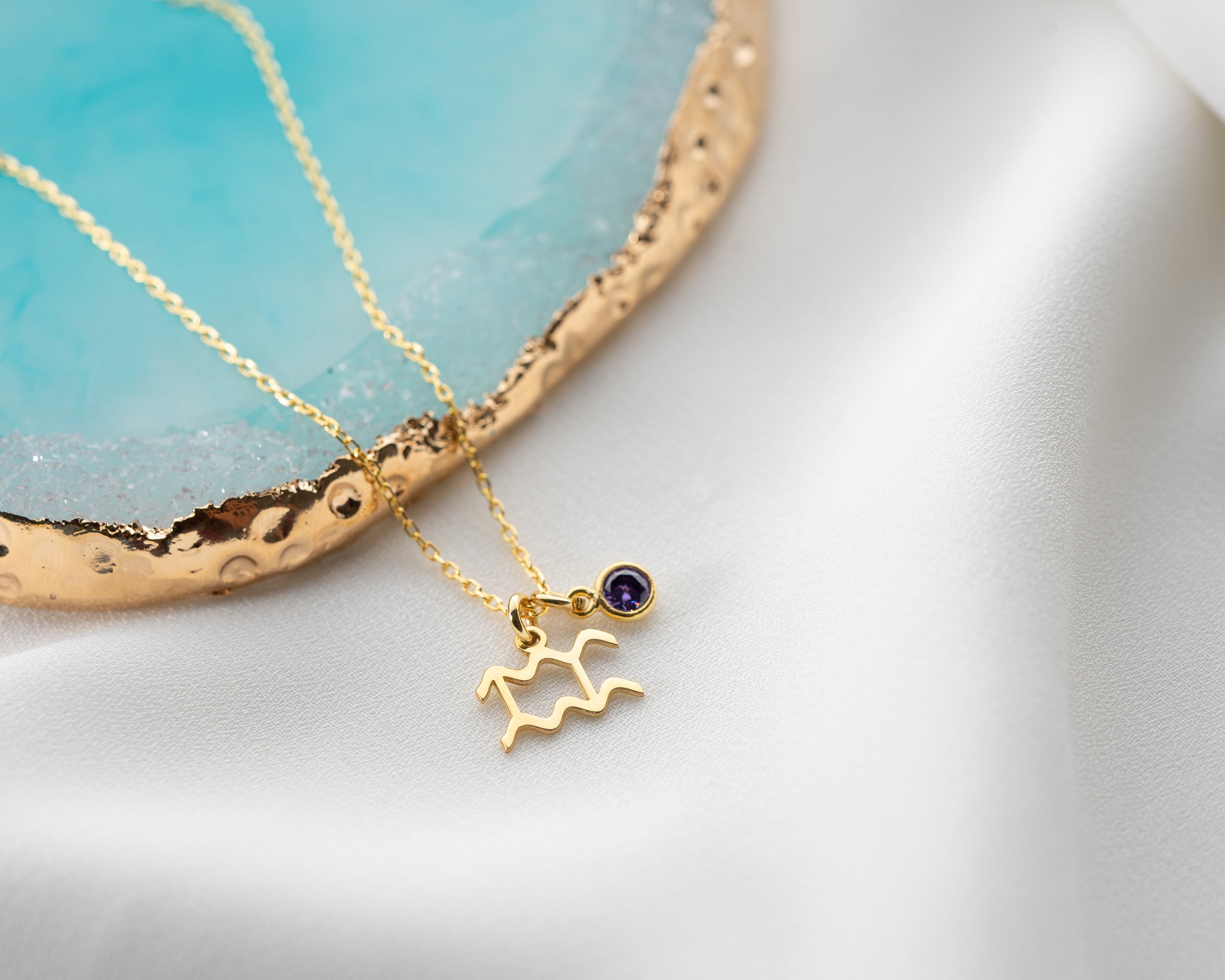 Zodiac Sign and Birthstone Necklace