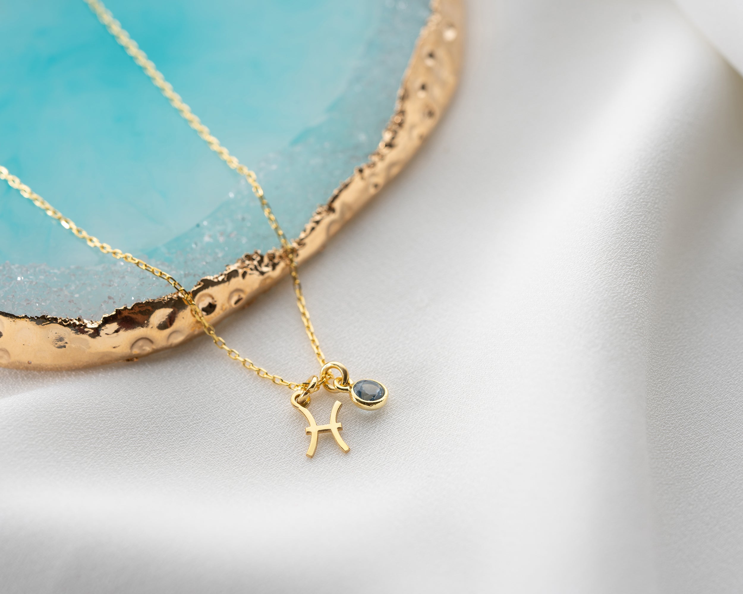 Zodiac Sign and Birthstone Necklace