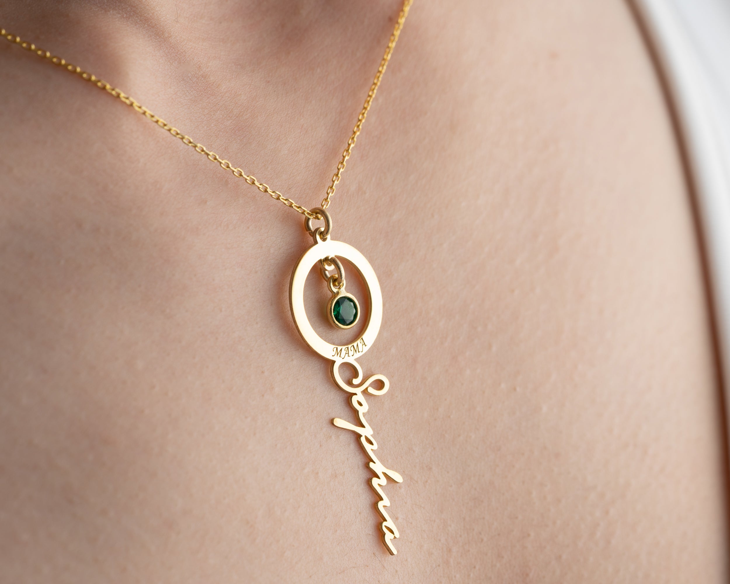 Mama Name and Birthstone Necklace