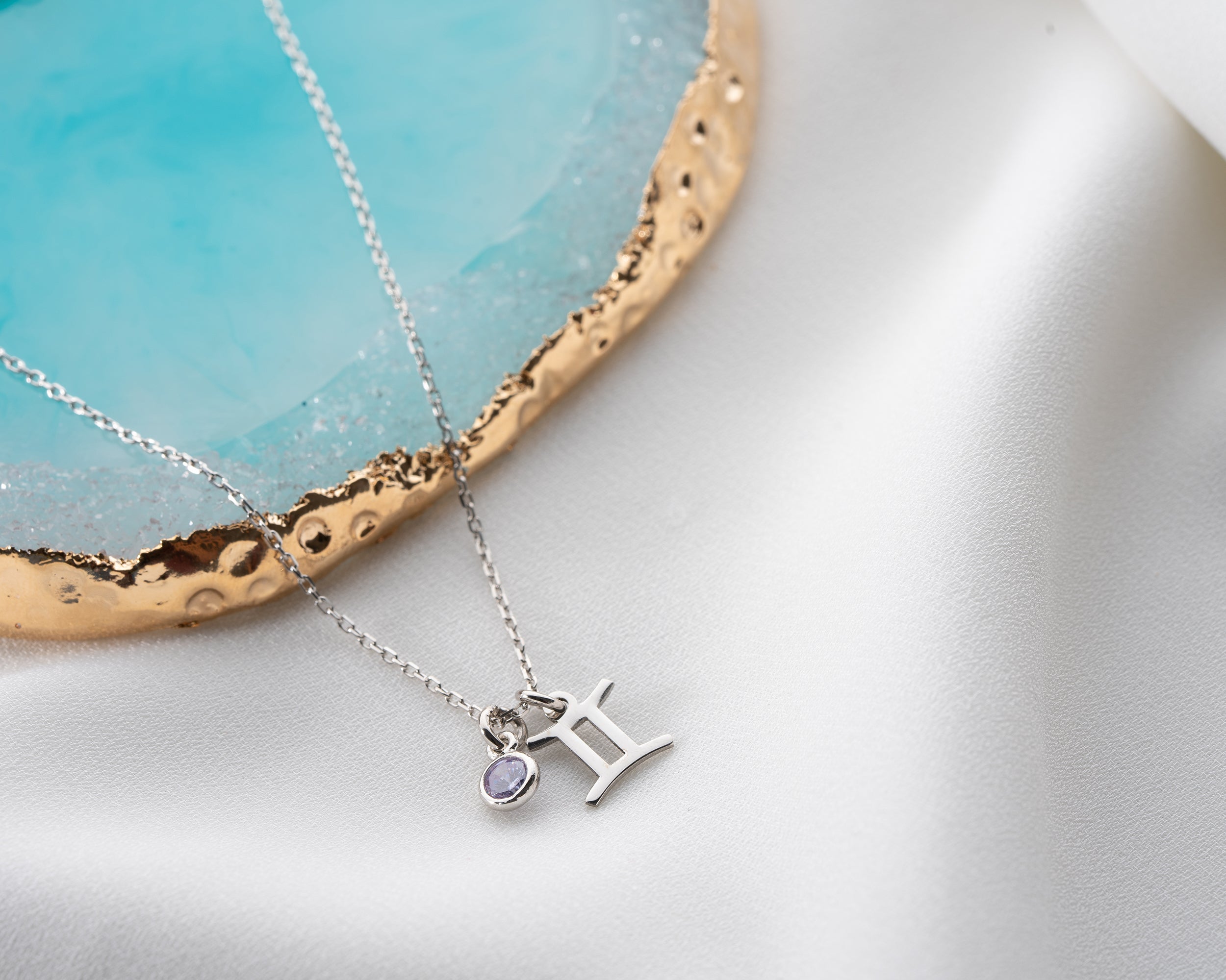 Zodiac Sign and Birthstone Necklace