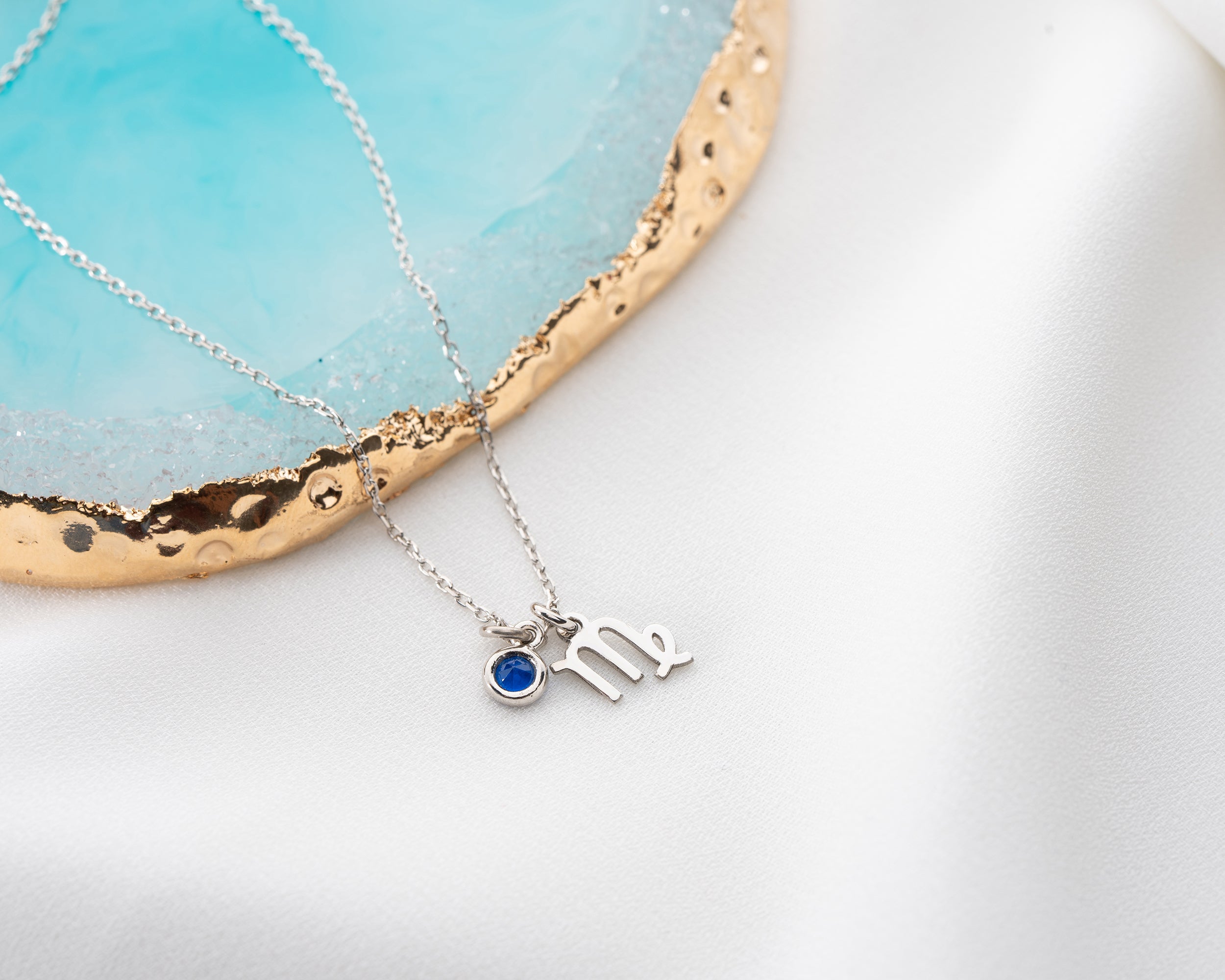 Zodiac Sign and Birthstone Necklace