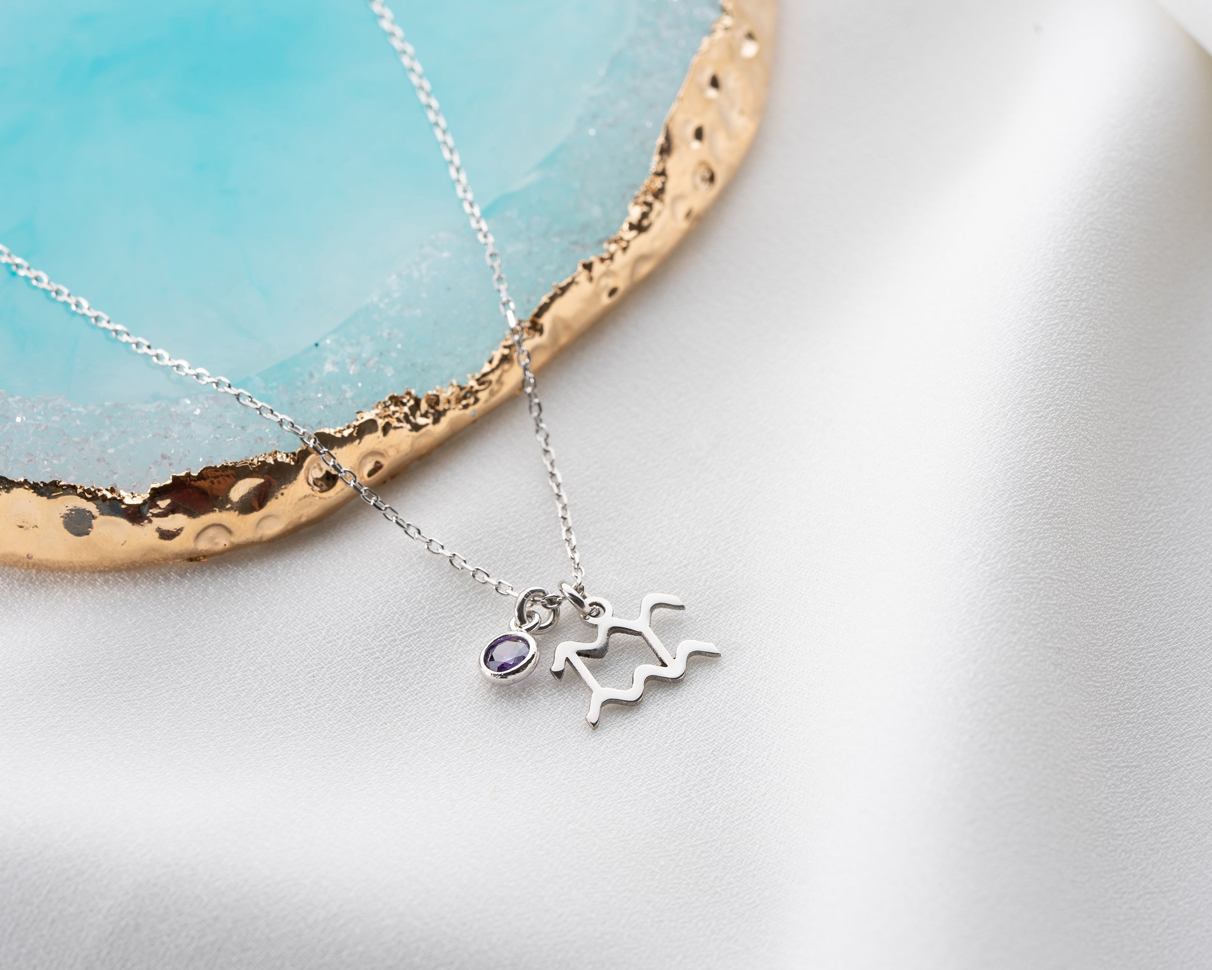 Zodiac Sign and Birthstone Necklace