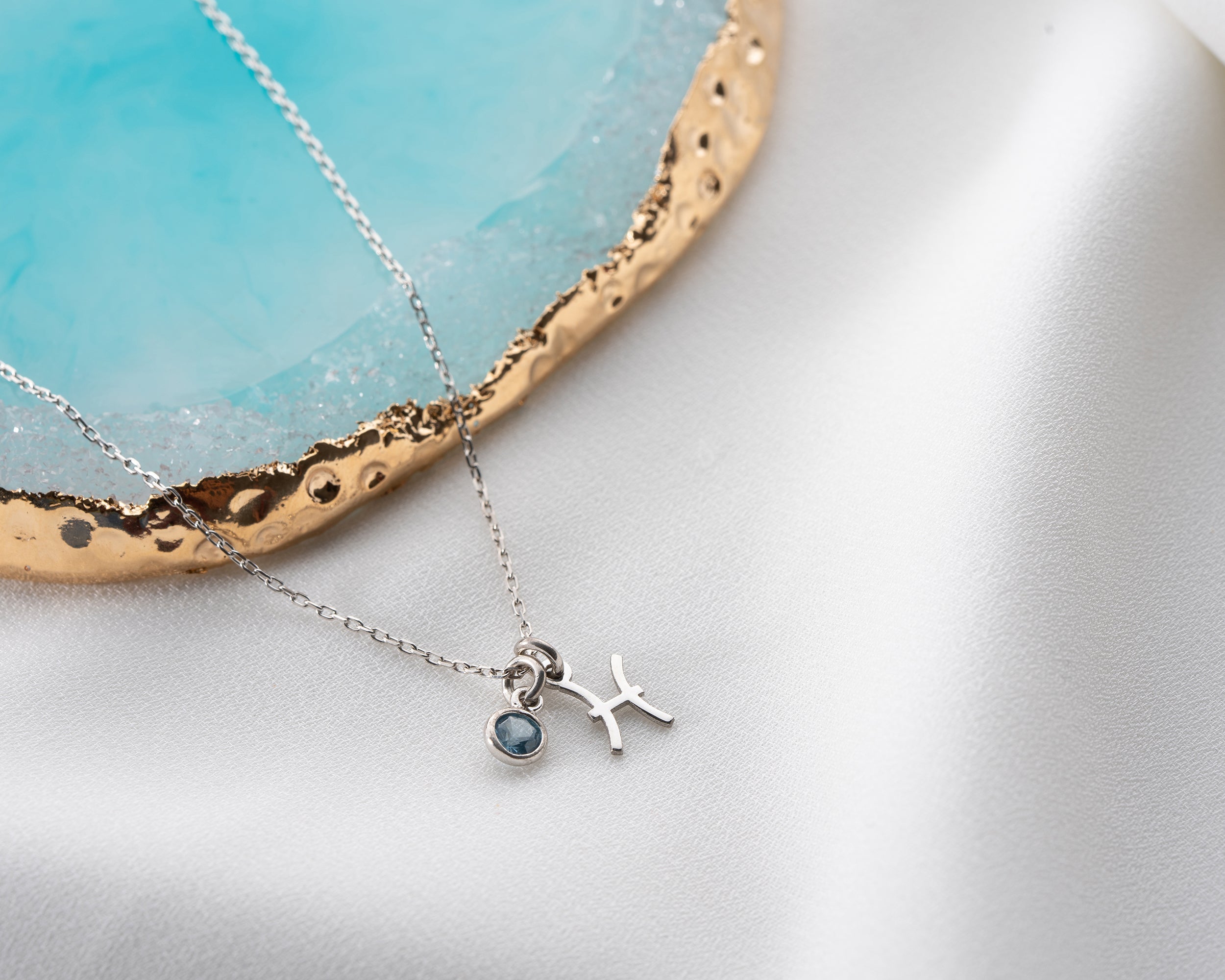 Zodiac Sign and Birthstone Necklace