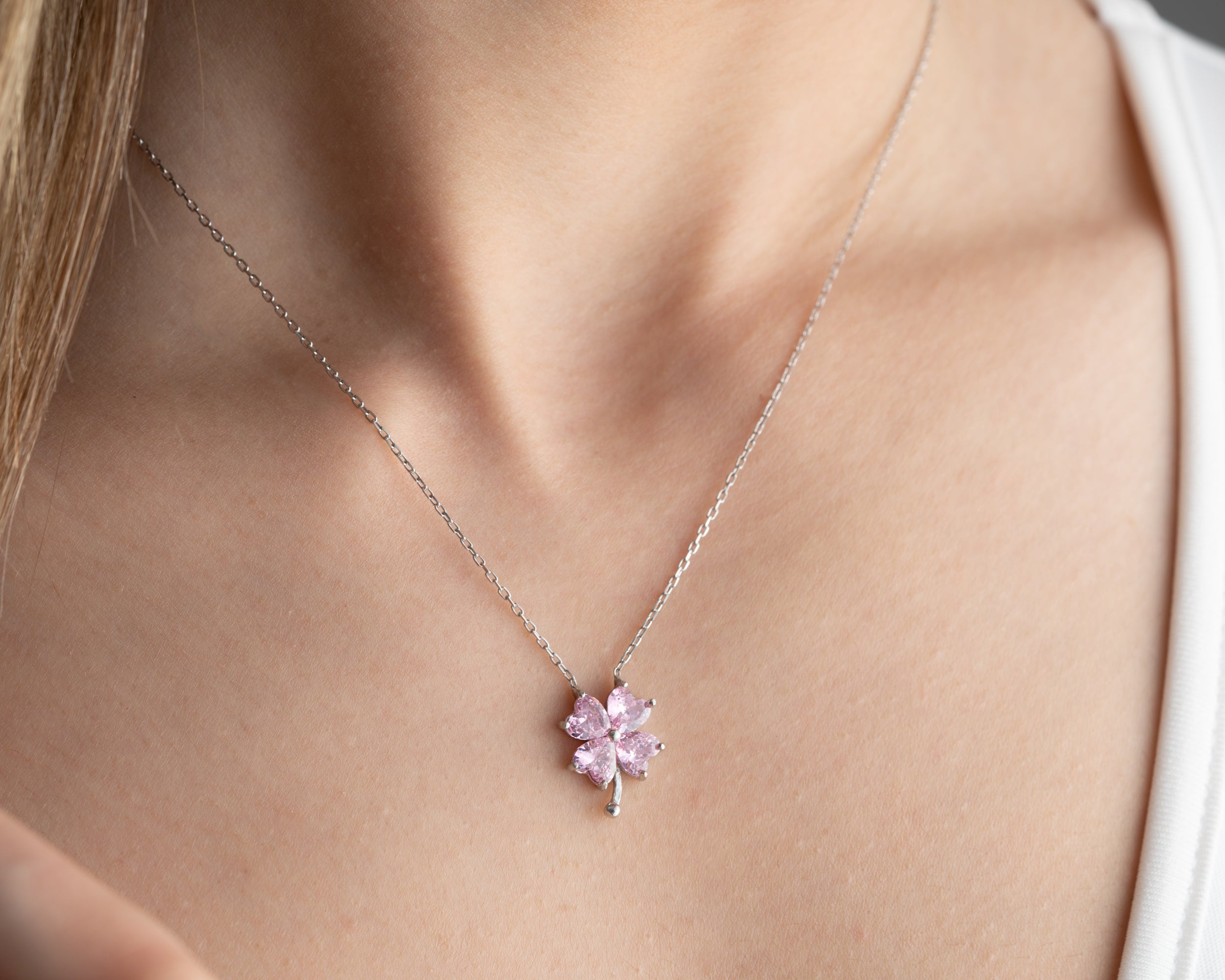 Birthstone Four Leaf Clover Necklace
