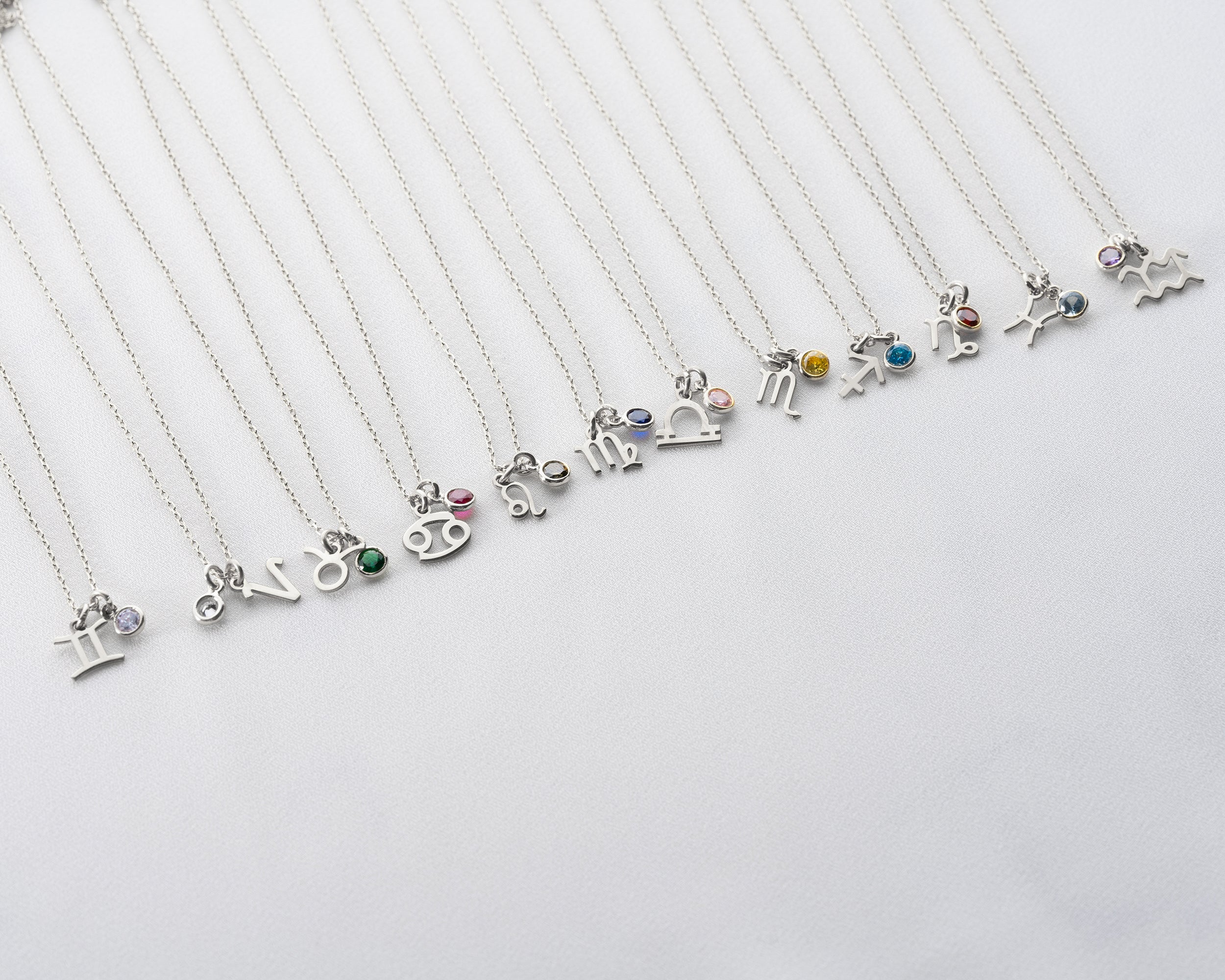 Zodiac Sign and Birthstone Necklace